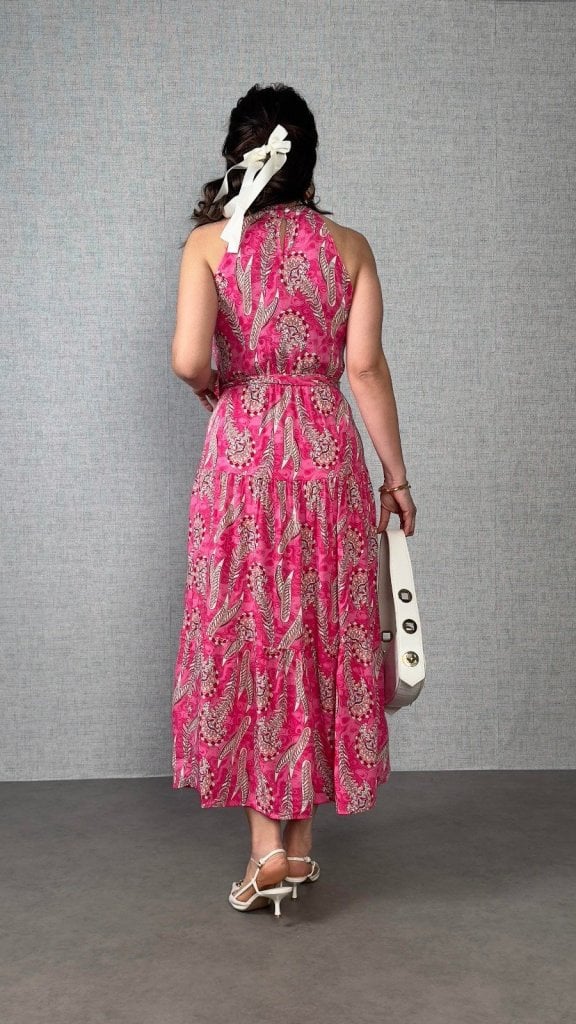 Women's Sleeveless Printed Maxi Dress with Halter Neck and Belt - Janes - by Peralane - photo 4