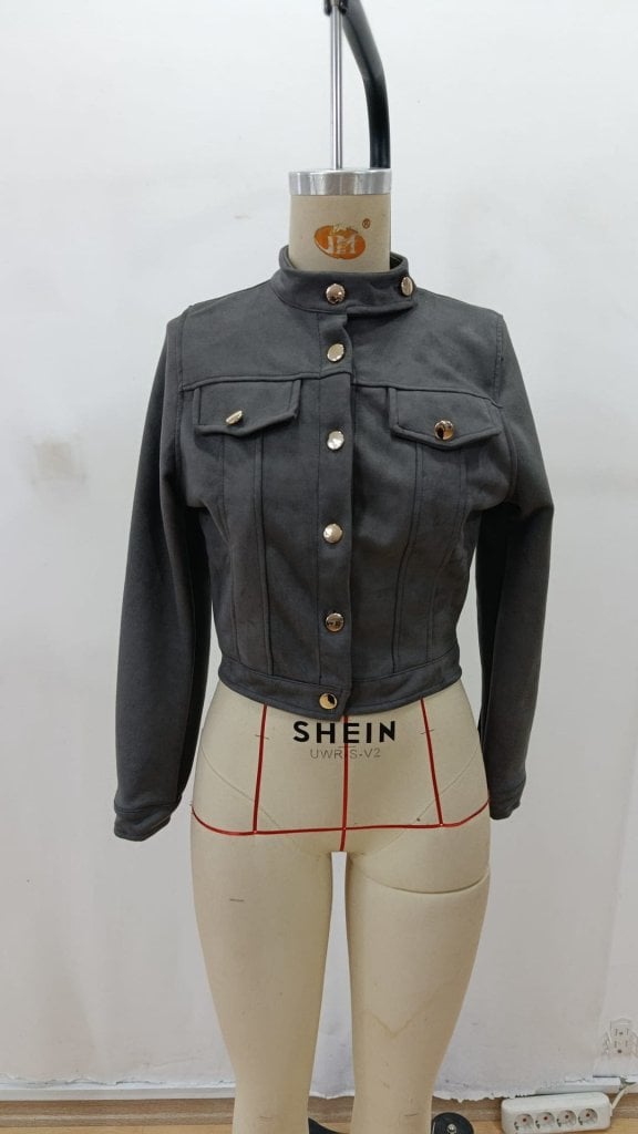 Women's Long Sleeve Suede Short Jacket with Front Buttons - Janes - by Peralane - photo 4