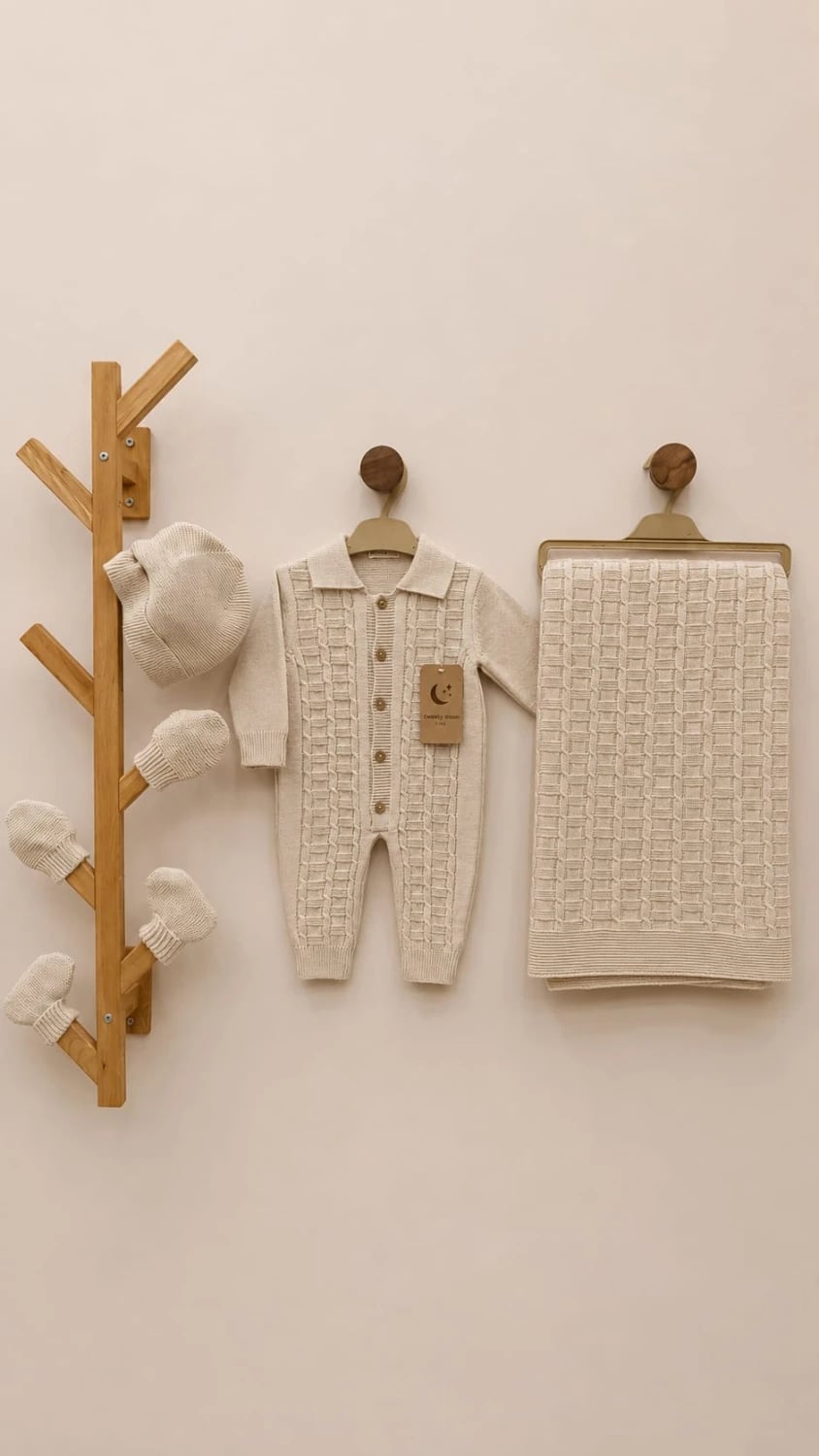 Knitted Blanket and Jumpsuit Set - 1171 - Has Bereket - by Peralane