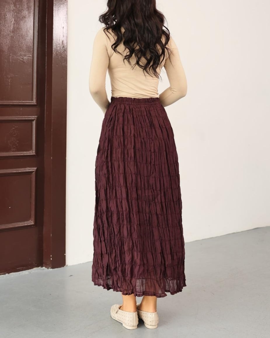 Lined Ruched Modal Skirt - Deep Plum - Podyumplus - by Peralane - photo 4