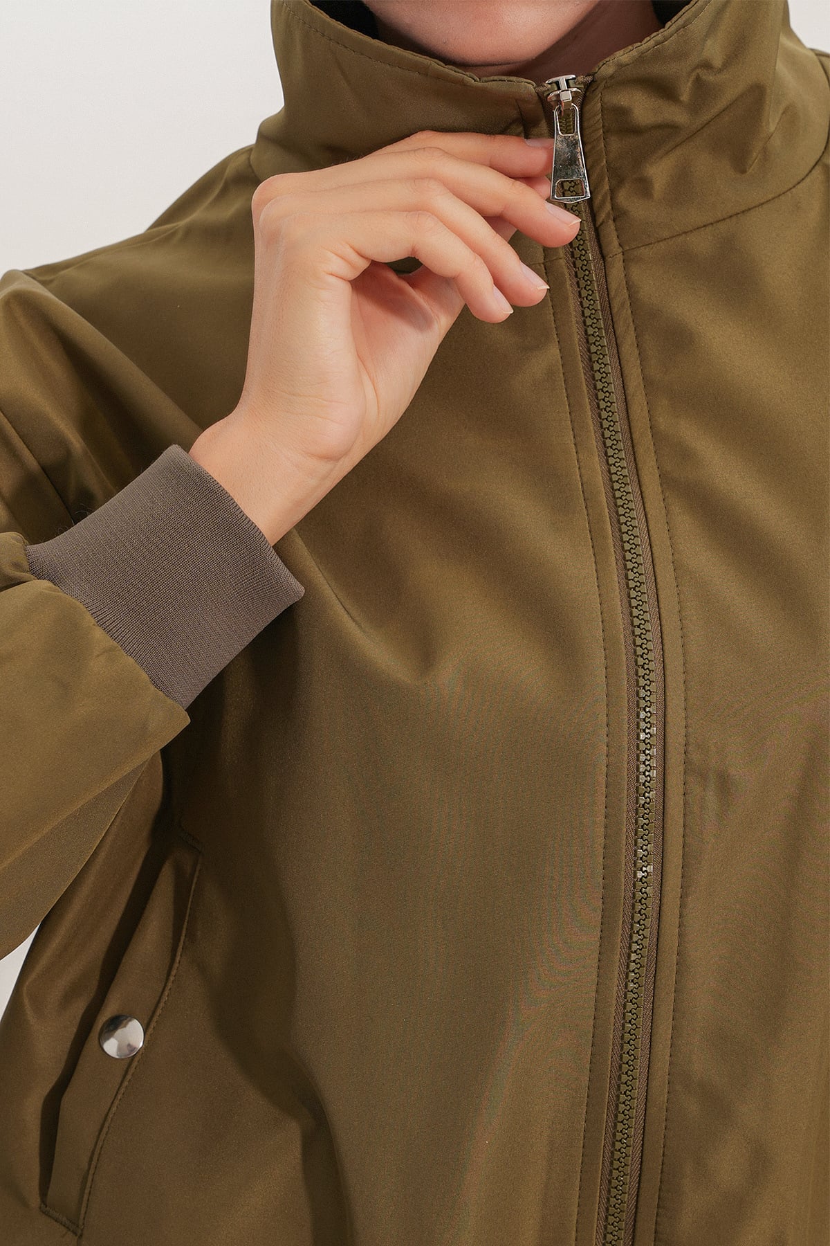 Women's Double Pocket Bomber Jacket - Khaki - Bigdart - by Peralane - photo 6