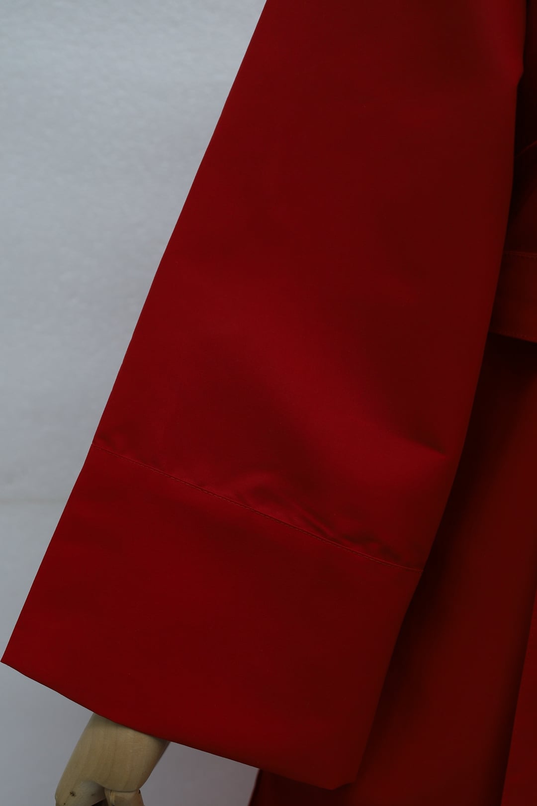 Red Mandarin Collar Belted Trench Coat with Frog Closures - Podyumplus - by Peralane - photo 7