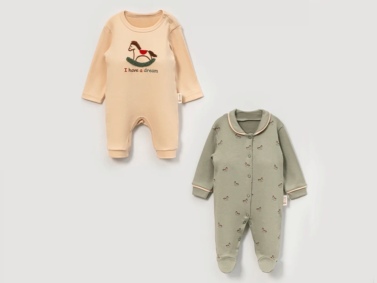 Baby Romper Set with Horse Embroidery and Cherry Print – 4 Pack - Vovido - by Peralane