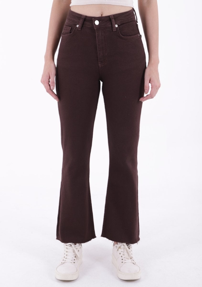 Women's High-Waist Flared Mom Jeans - Brown - Xlove - by Peralane - photo 2