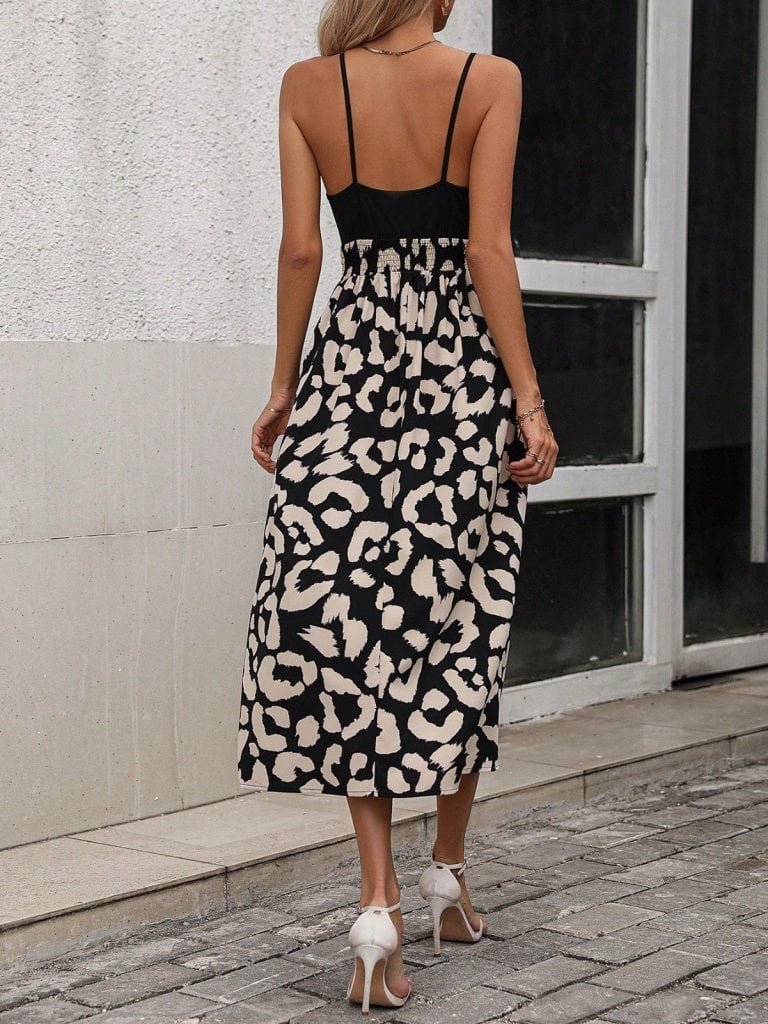 Women's Spaghetti Strap Wrap Top Leopard Print Maxi Dress - Janes - by Peralane - photo 3