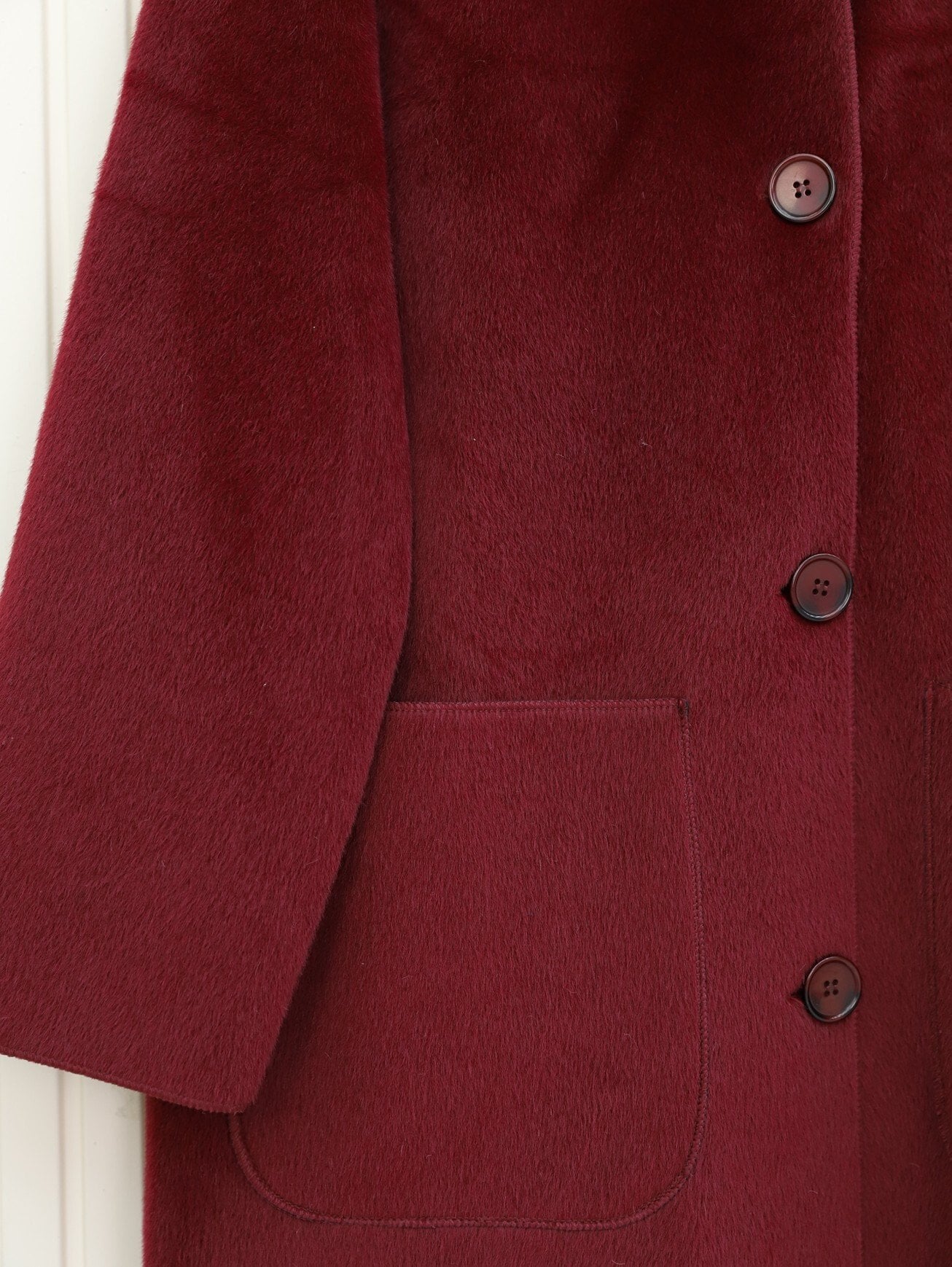 Long Single-Breasted Button Coat - Burgundy - Podyumplus - by Peralane - photo 10