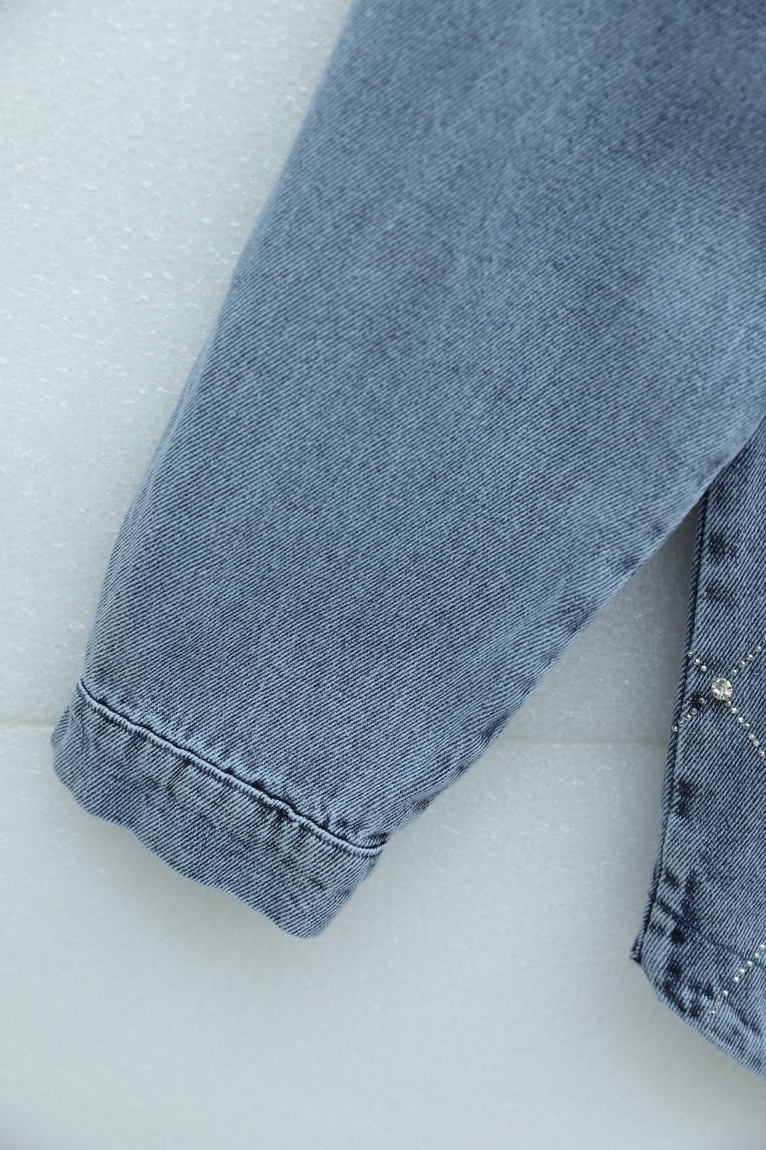 Double Pocket Stone Button Front Denim Jacket - Ice Blue - Podyumplus - by Peralane - photo 8