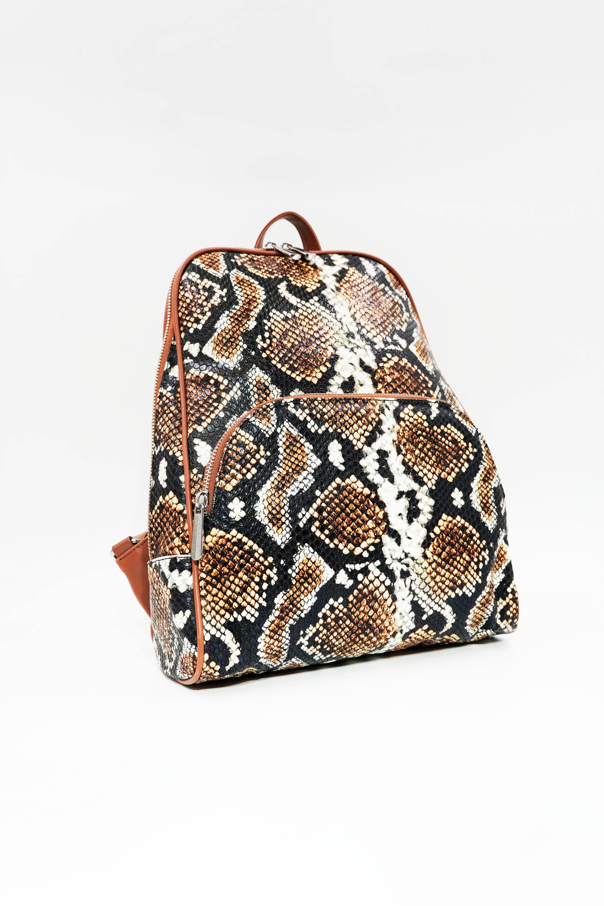 Women's Vegan Leather Backpack with Snakeskin Print - Aron Atelier - by Peralane - photo 3