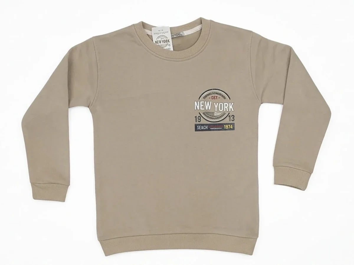 New York Print Fleece Boys Sweatshirt - Beige - Tanem Kids - by Peralane