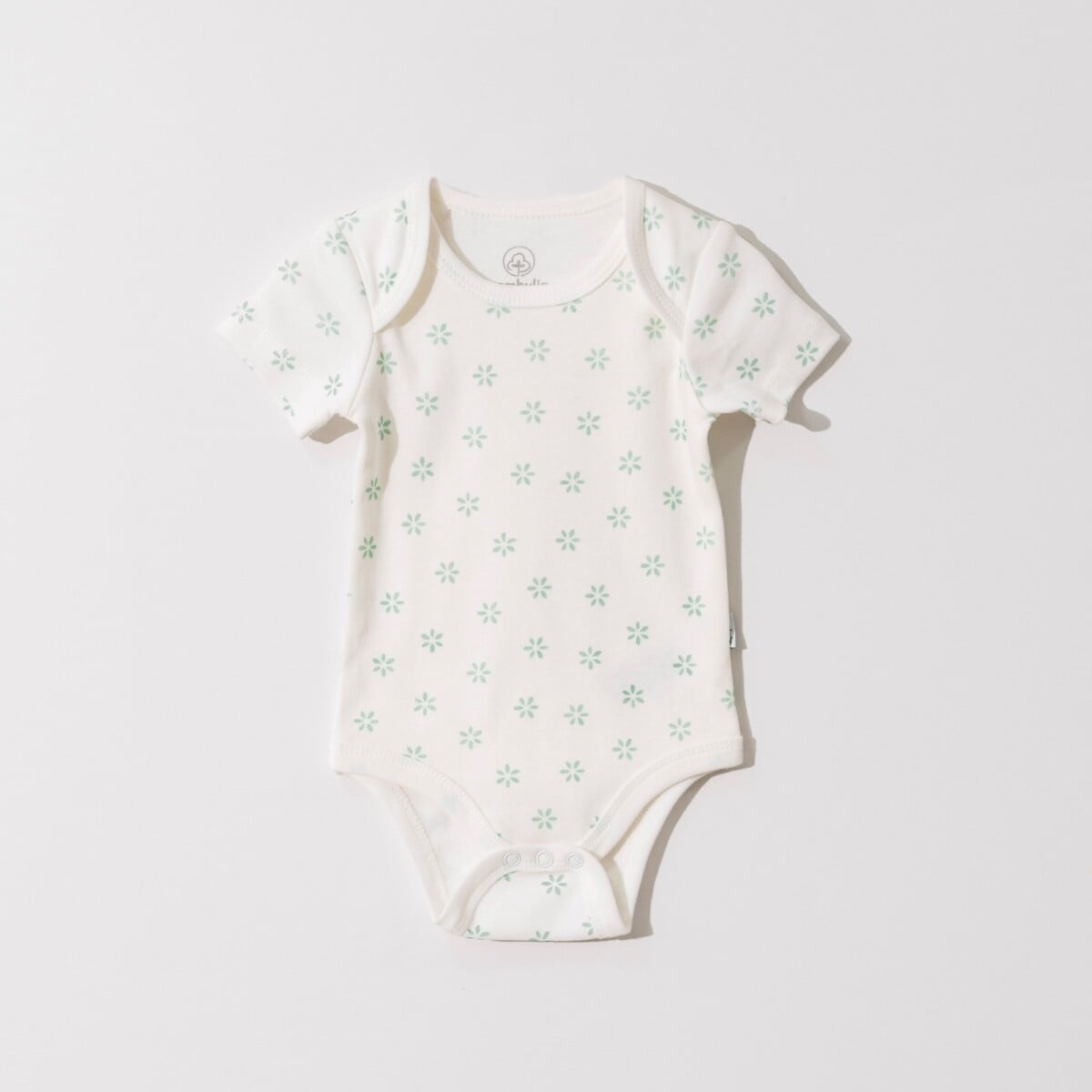 Unisex Baby Bodysuit 0-18M Off-White with Green Floral Print - Pack of 6 - Pambuliq - by Peralane