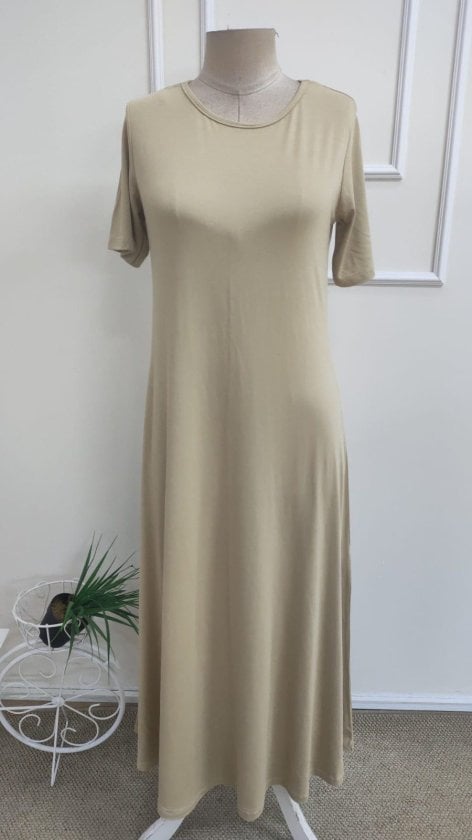 Women's Short-Sleeved Crew-Neck Maxi Viscose Dress - Janes - by Peralane - photo 4