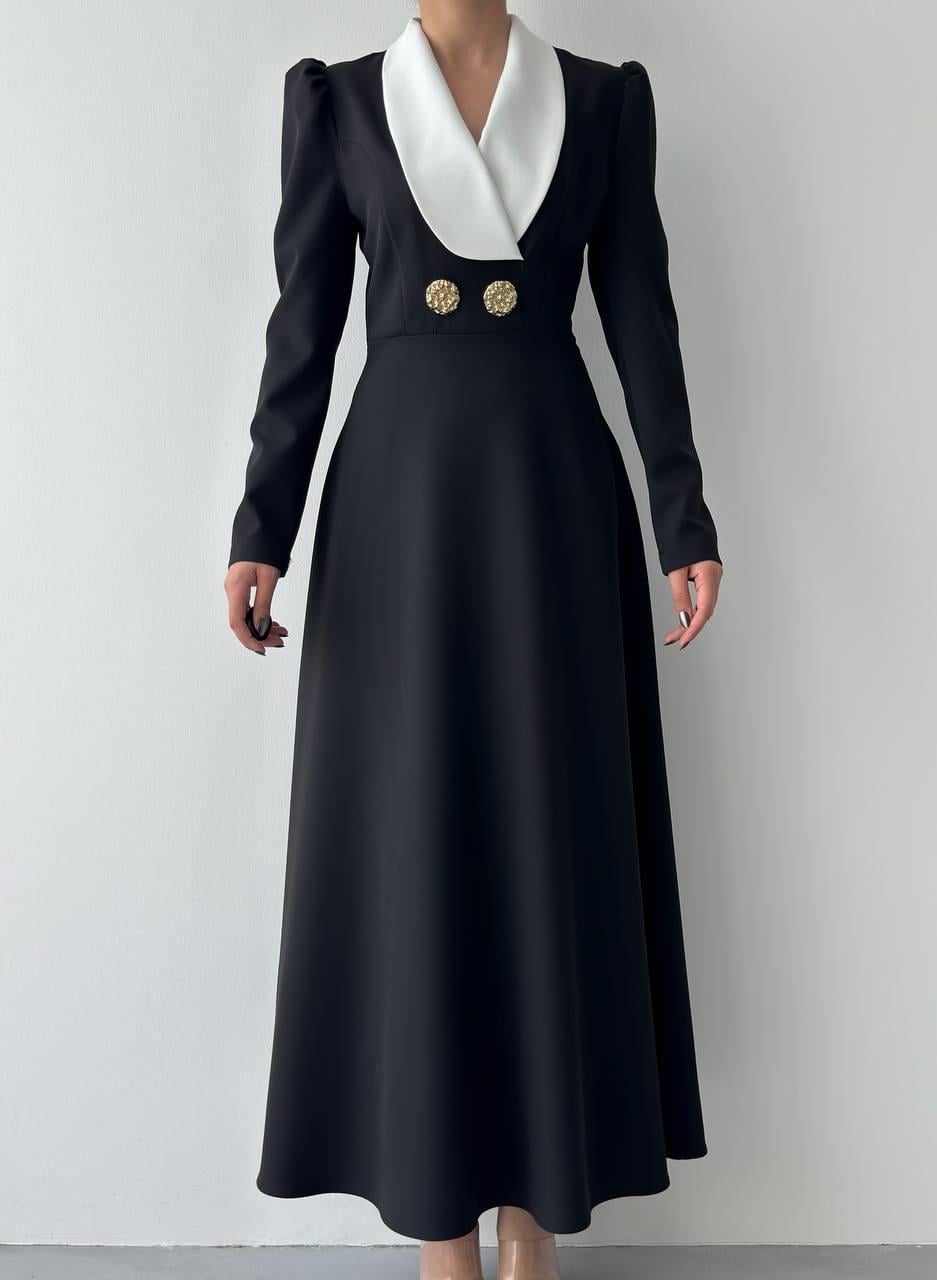 Heram Shawl Collar Black Dress ETK-00723 - Etika - by Peralane - photo 2