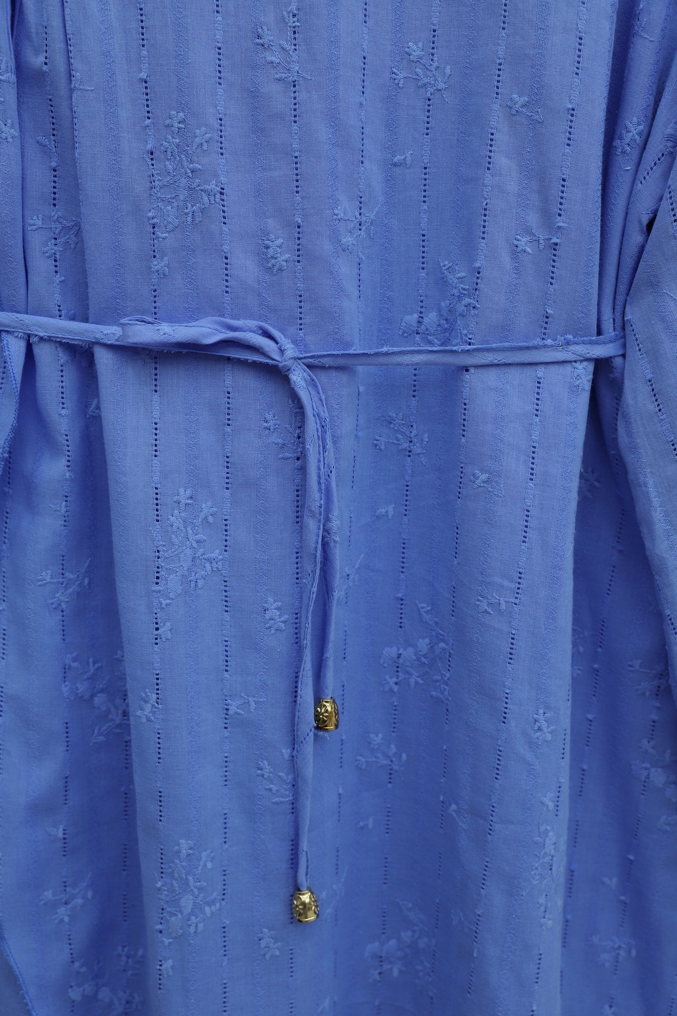 Double Layer Tie Waist Brooch Lined Linen Look Dress - Blue - Podyumplus - by Peralane - photo 7