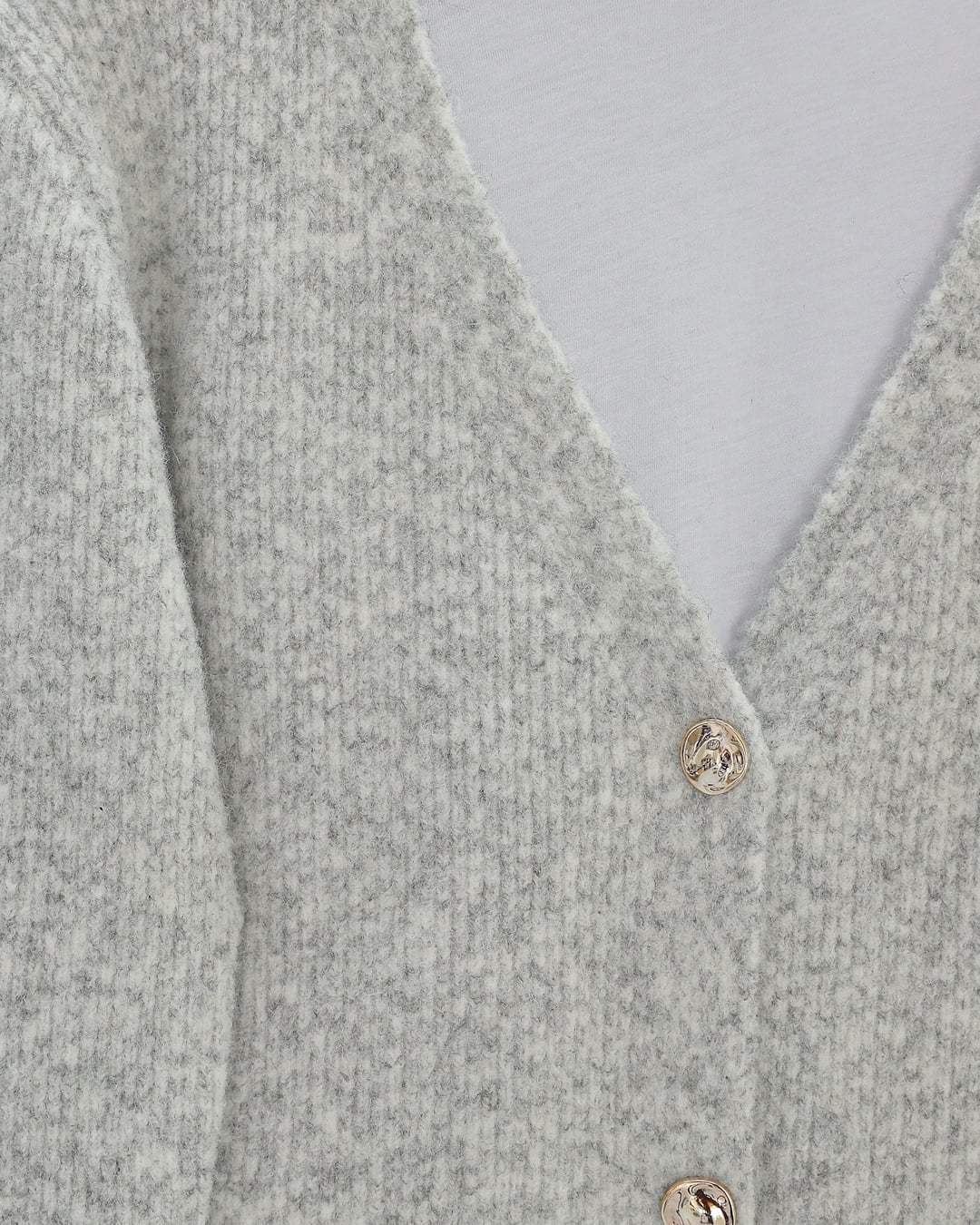 Front Button Soft Knit Cardigan - Light Grey - Podyumplus - by Peralane - photo 3