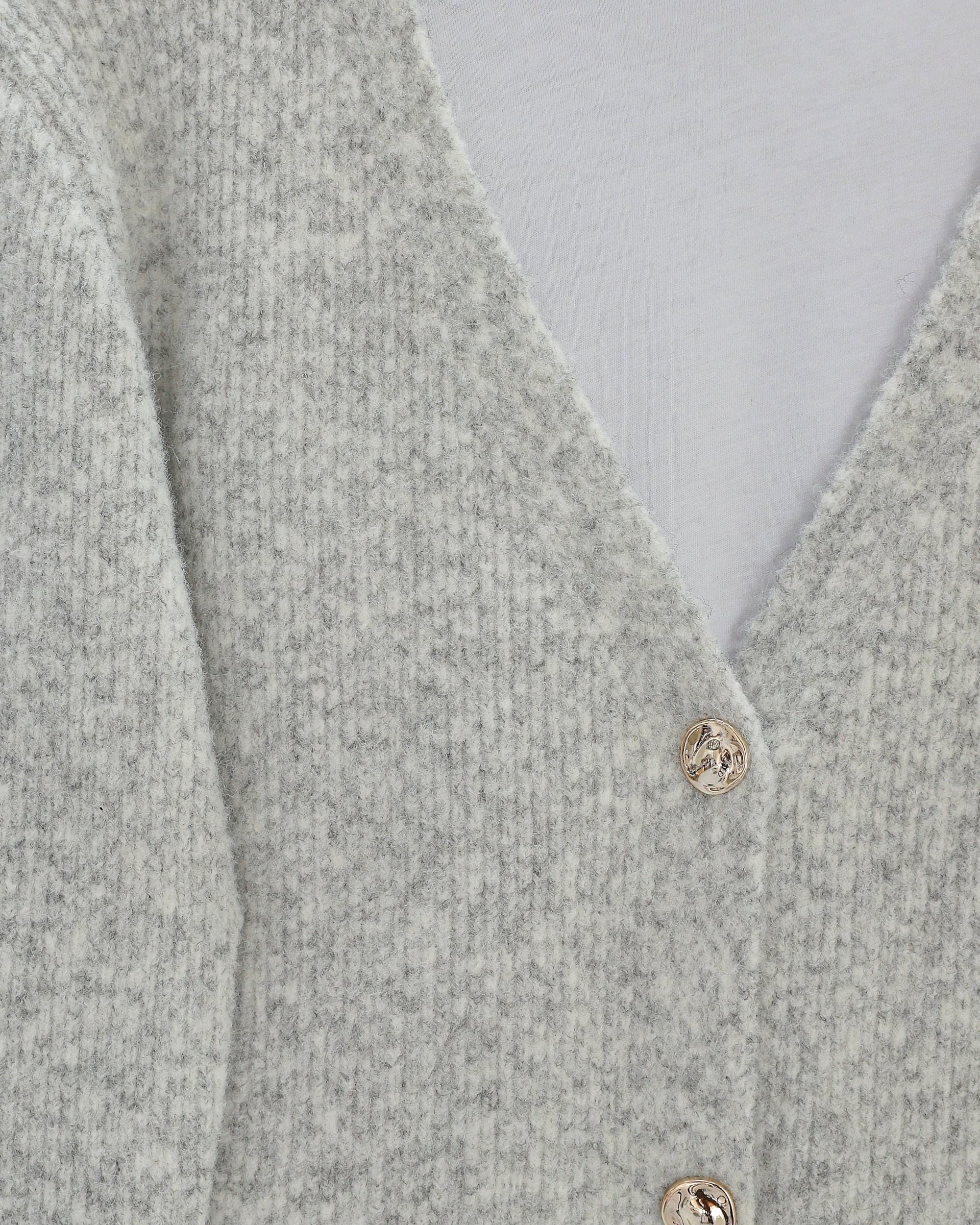 Front Button Soft Knit Cardigan - Light Grey - Podyumplus - by Peralane - photo 3