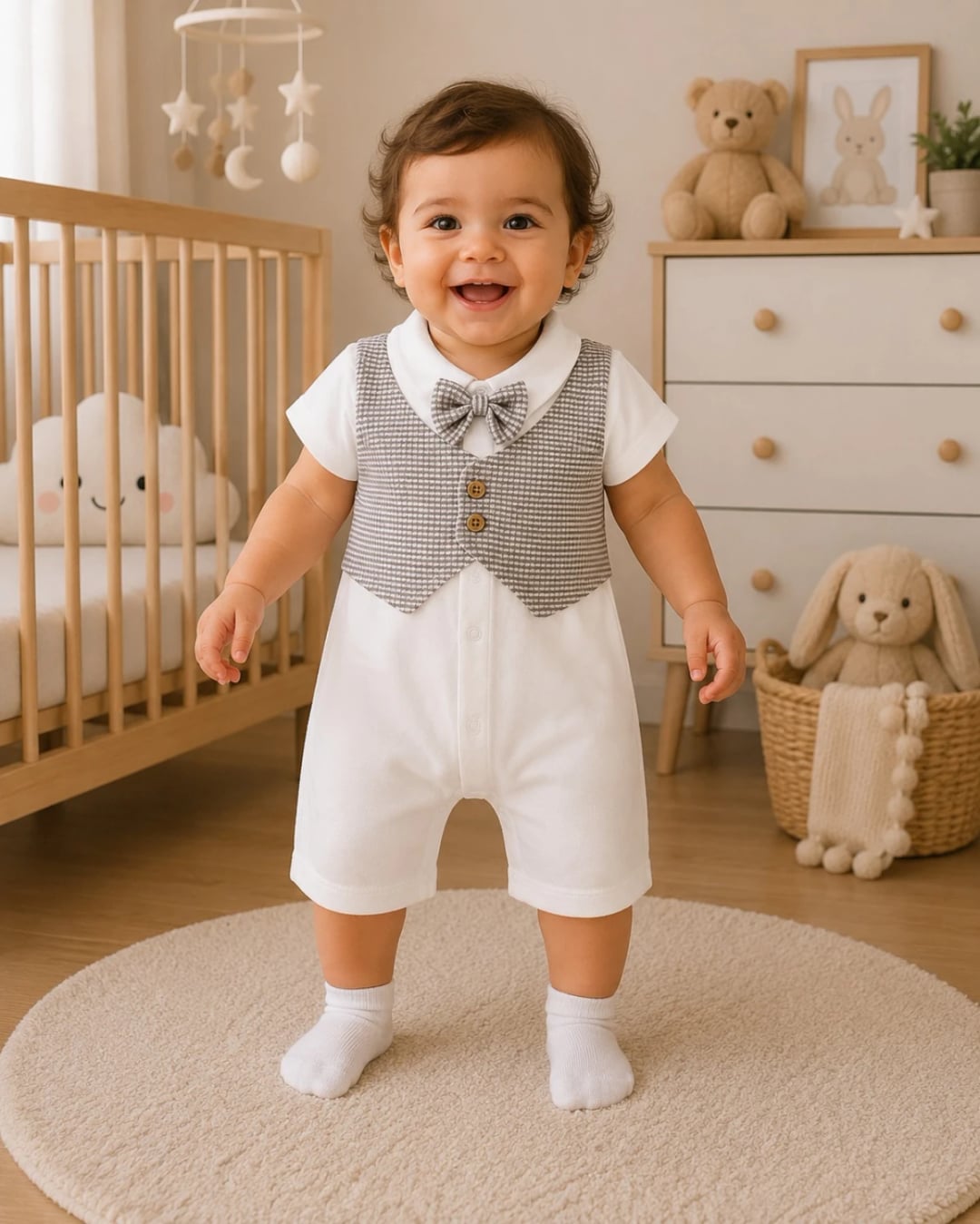 Baby Romper with Bow Tie - 1166 (Black) - Has Bereket - by Peralane