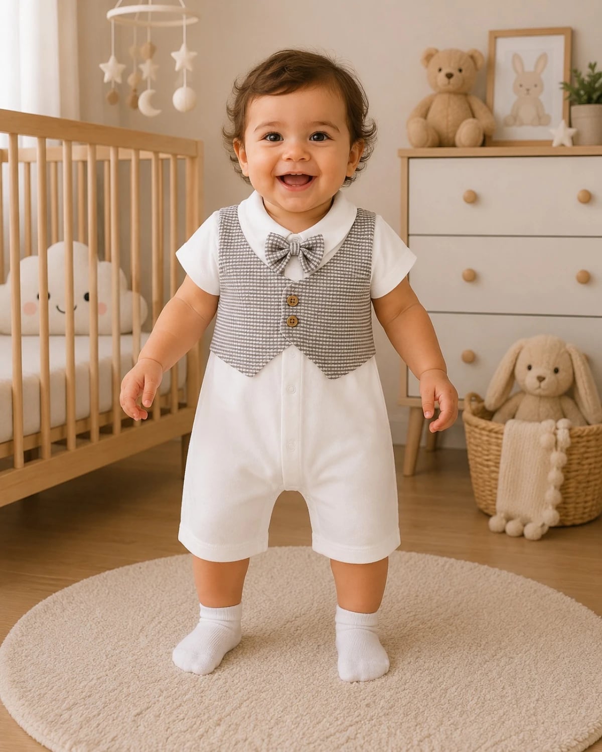 Baby Romper with Bow Tie - 1166 (Black) - Has Bereket - by Peralane