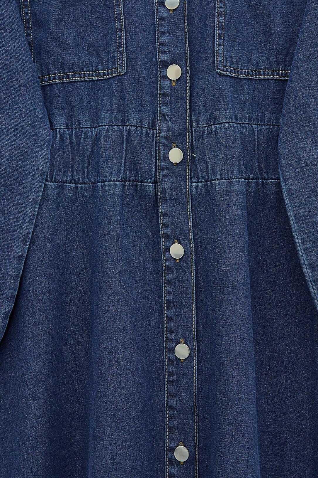 Elastic Waist Side Pocket Denim Dress - Navy - Podyumplus - by Peralane - photo 5