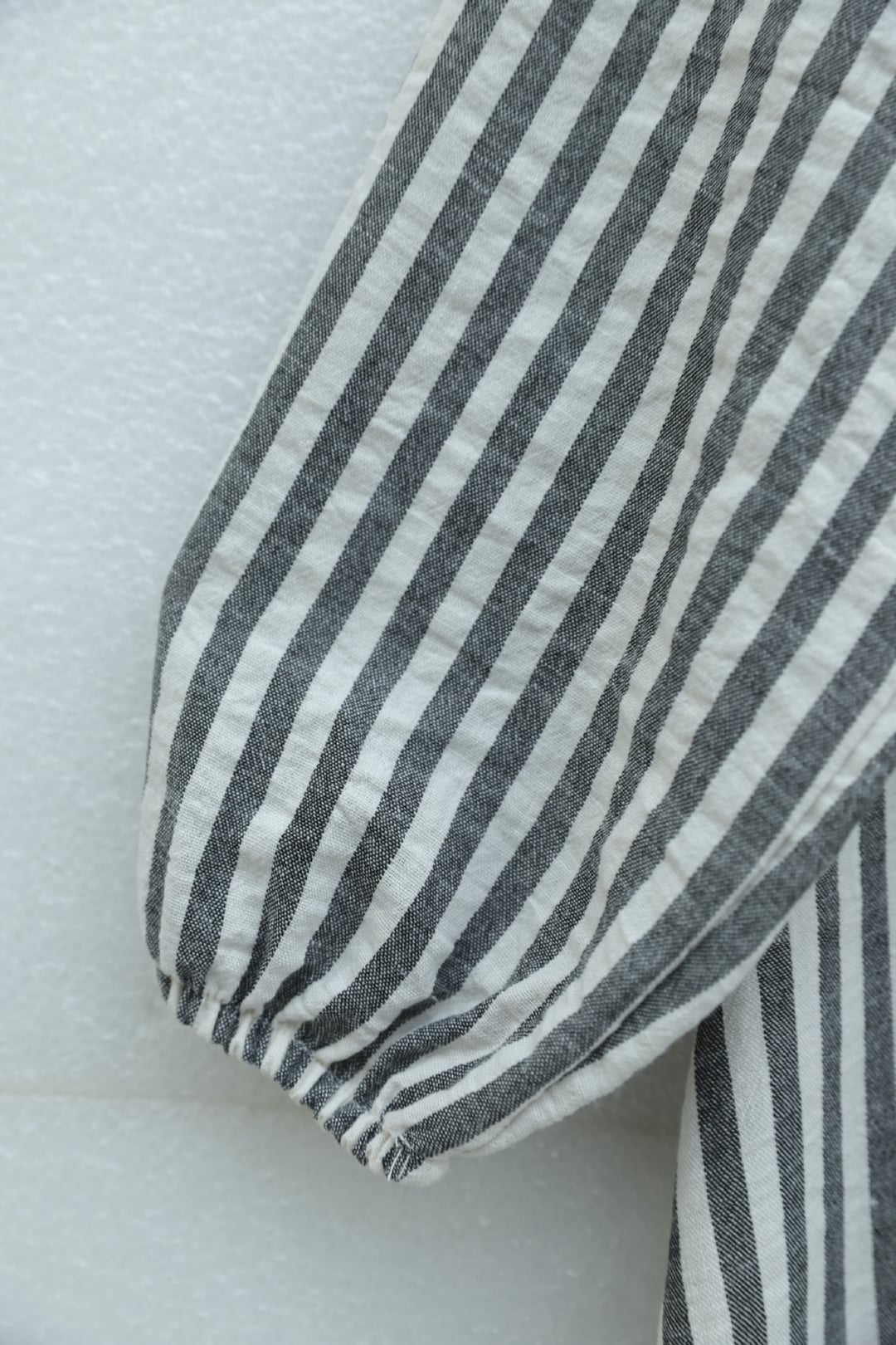 Striped Wrap Dress with Collar and Belt - Anthracite - Podyumplus - by Peralane - photo 5