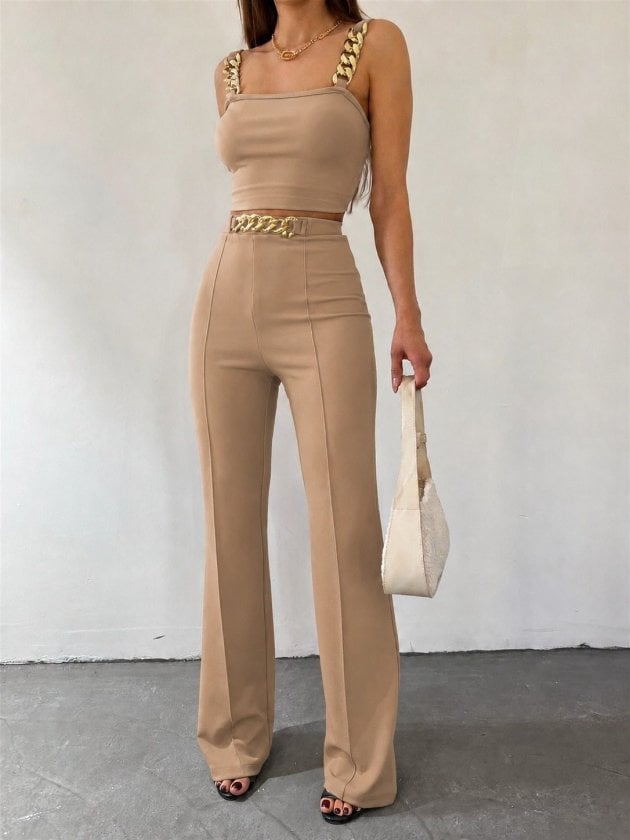 Women's Chain Strap Crop Top and Trousers Co-ord Set - Janes - by Peralane - photo 3