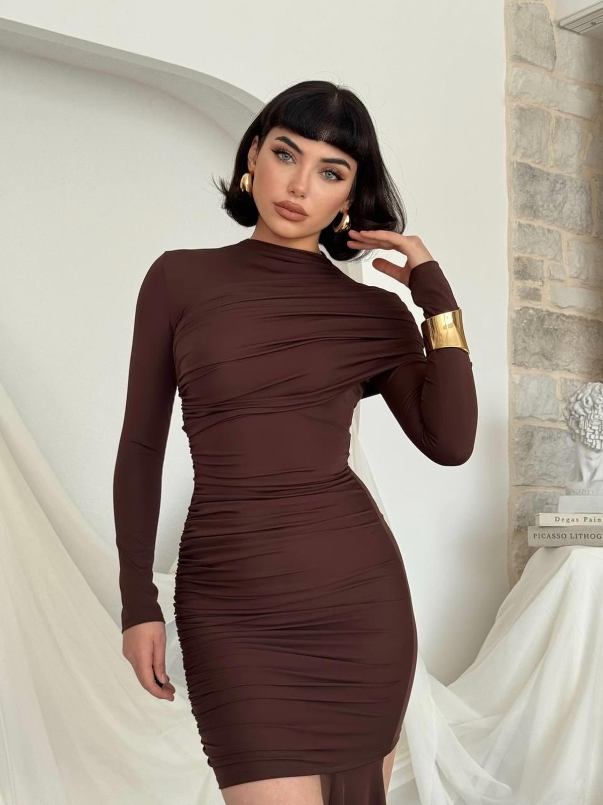Burte Mini Dress in Brown - Etika - by Peralane