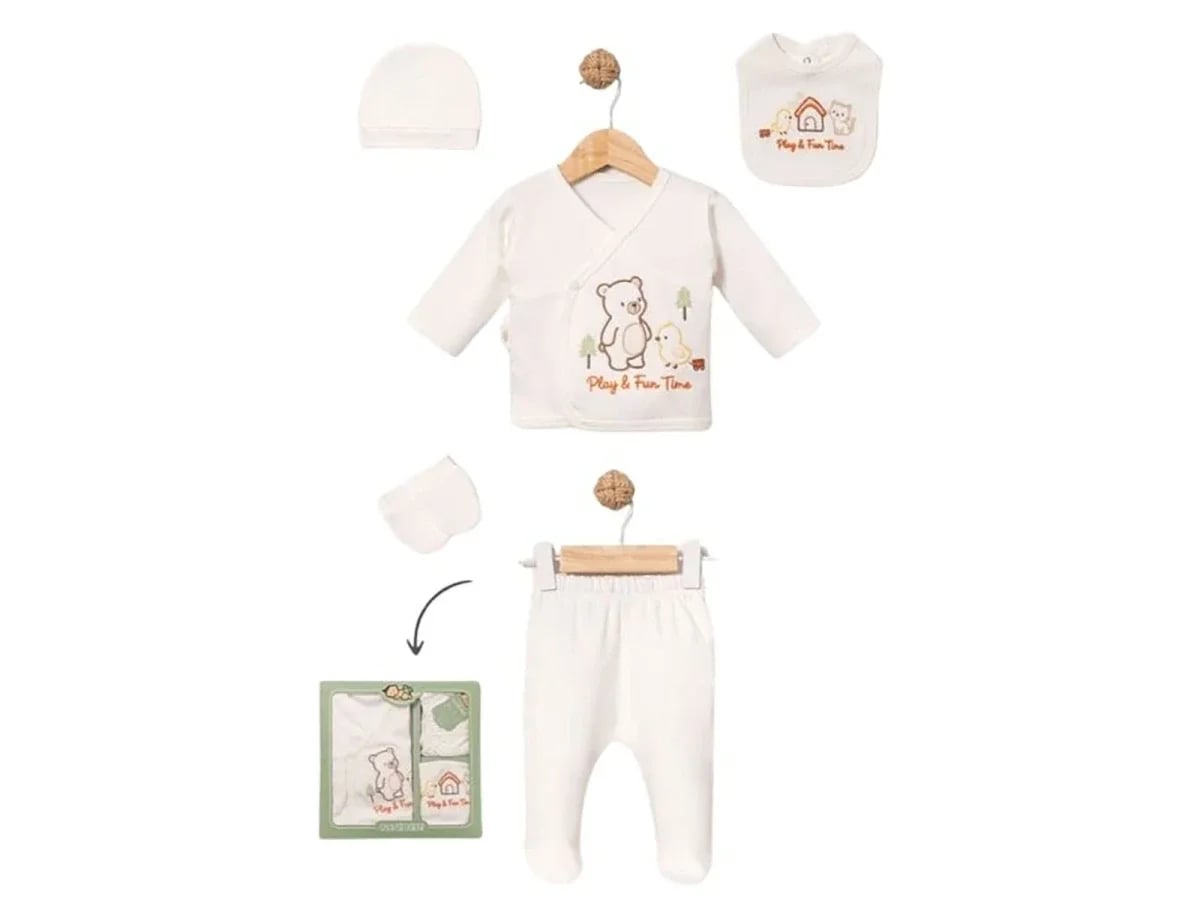 Play & Fun Time Embroidered 5-Piece Hospital Exit Set for Newborn Boys - Baby Zuhu - by Peralane