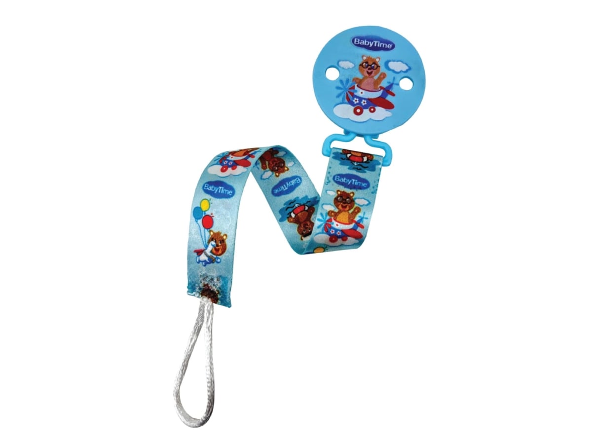 Patterned Pacifier Clip - Light Blue - Baby Time - by Peralane