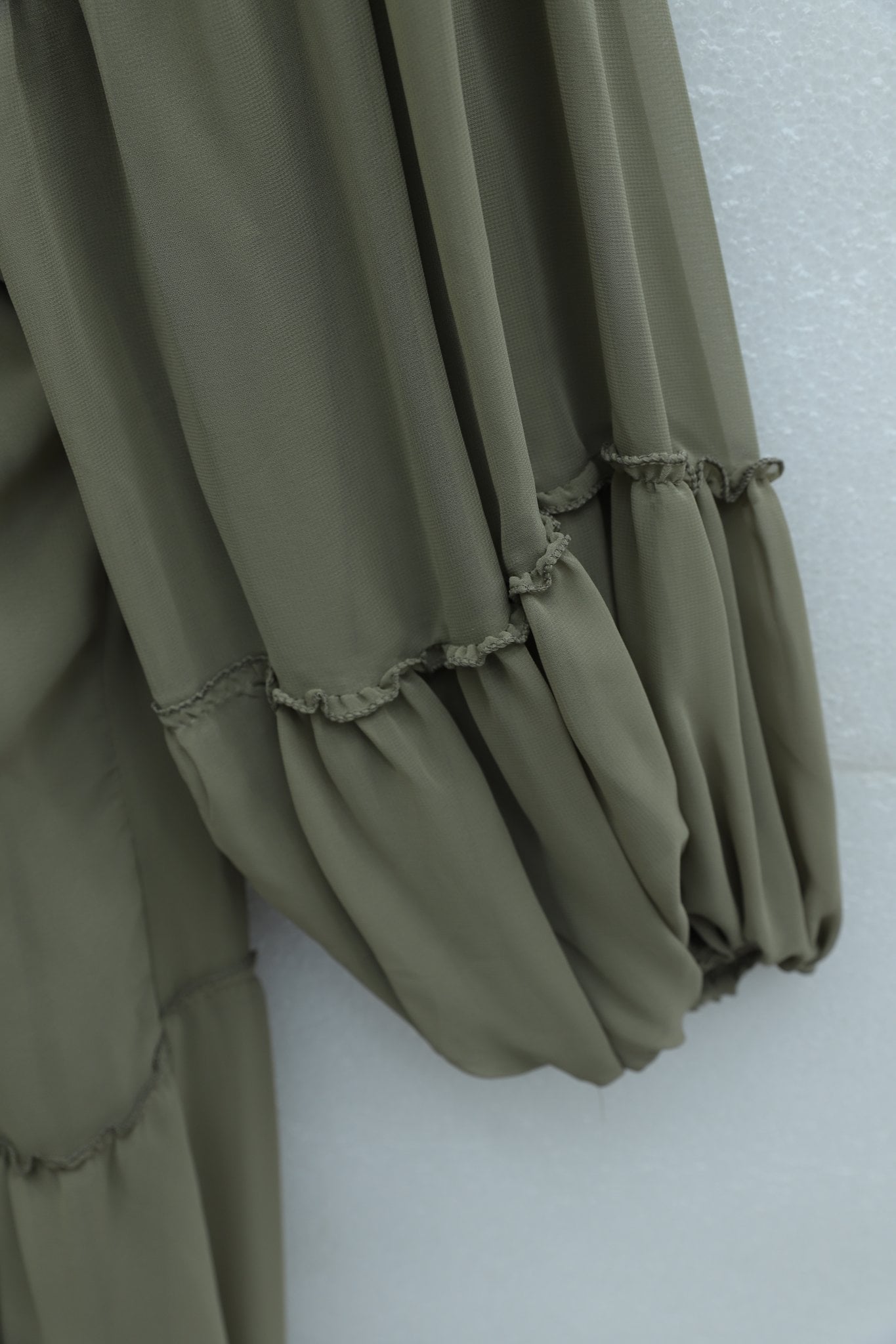 High Neck Tiered Ruffle Detail Dress with Tie Belt - Camouflage - Podyumplus - by Peralane - photo 4
