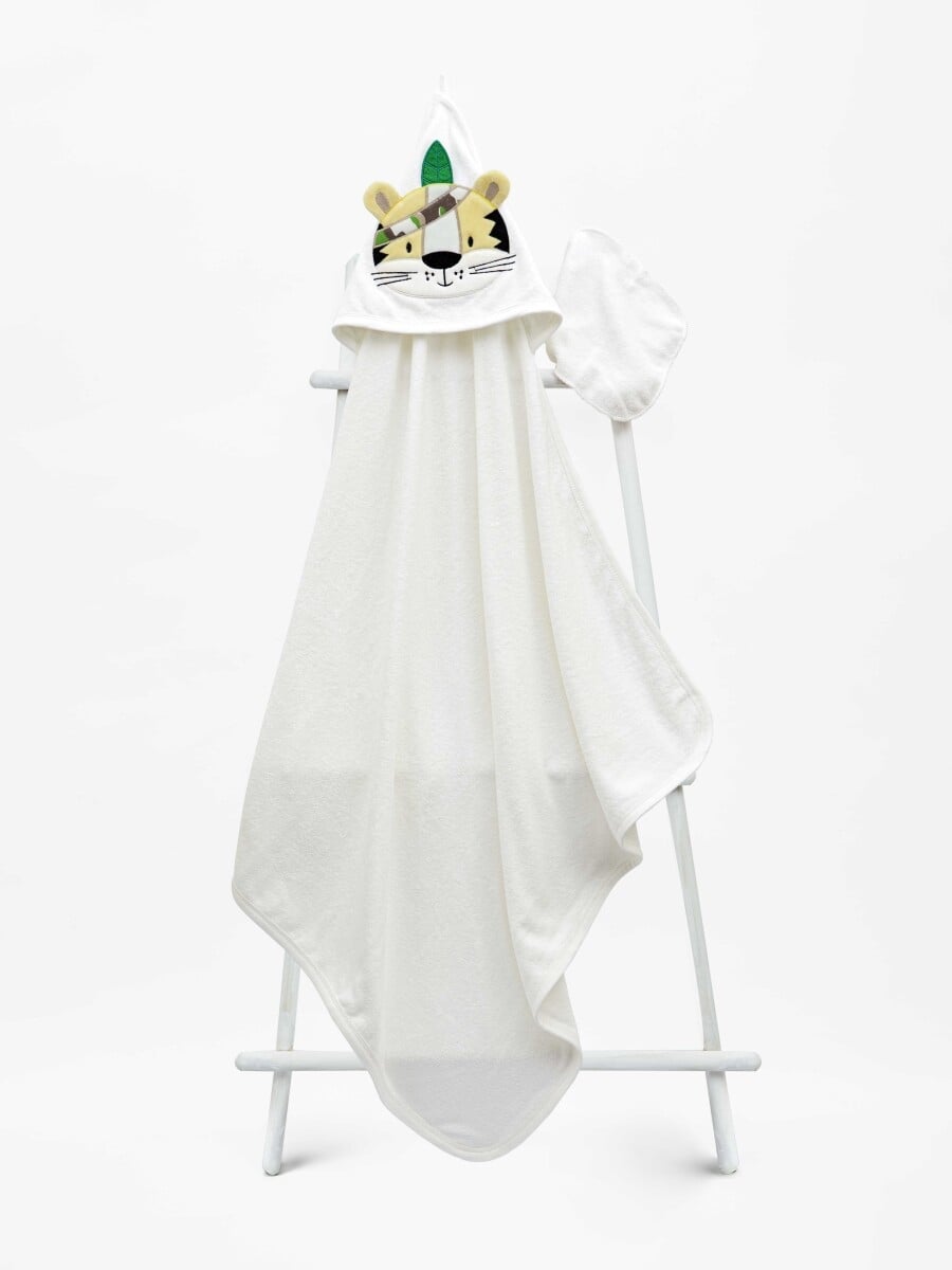 Baby Tiger Hooded Bath Towel 85x85 cm - Yellow - Babyline - by Peralane