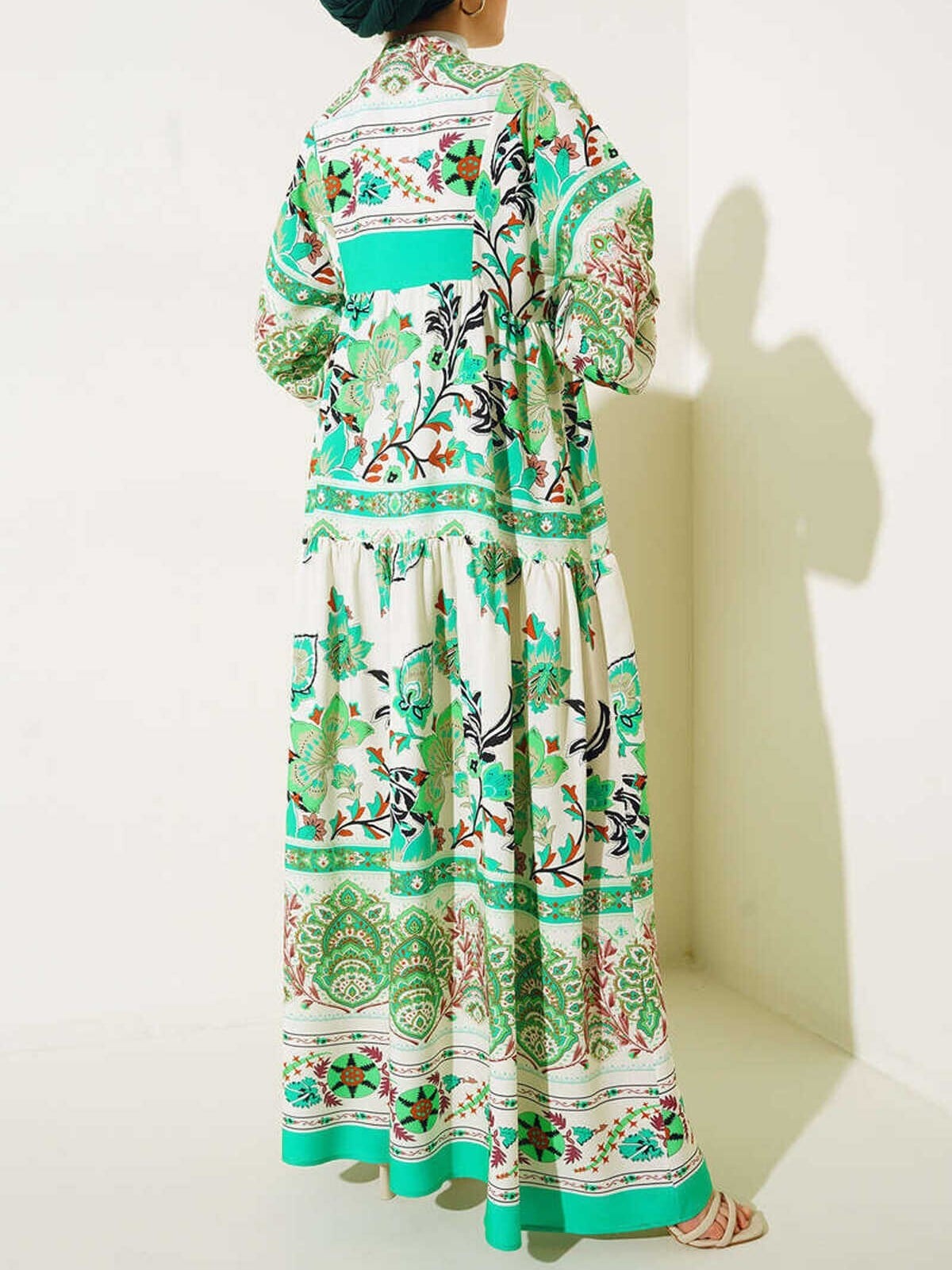 Authentic Pattern Long Modest Dress - Green - Bigdart - by Peralane - photo 4