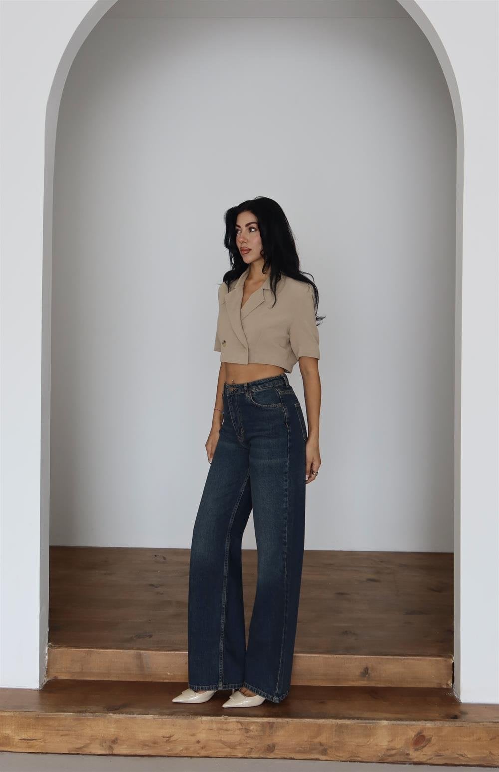High Waist Wide Leg Coffee Tint Jean Pants - Lacarino Jeans - by Peralane - photo 2