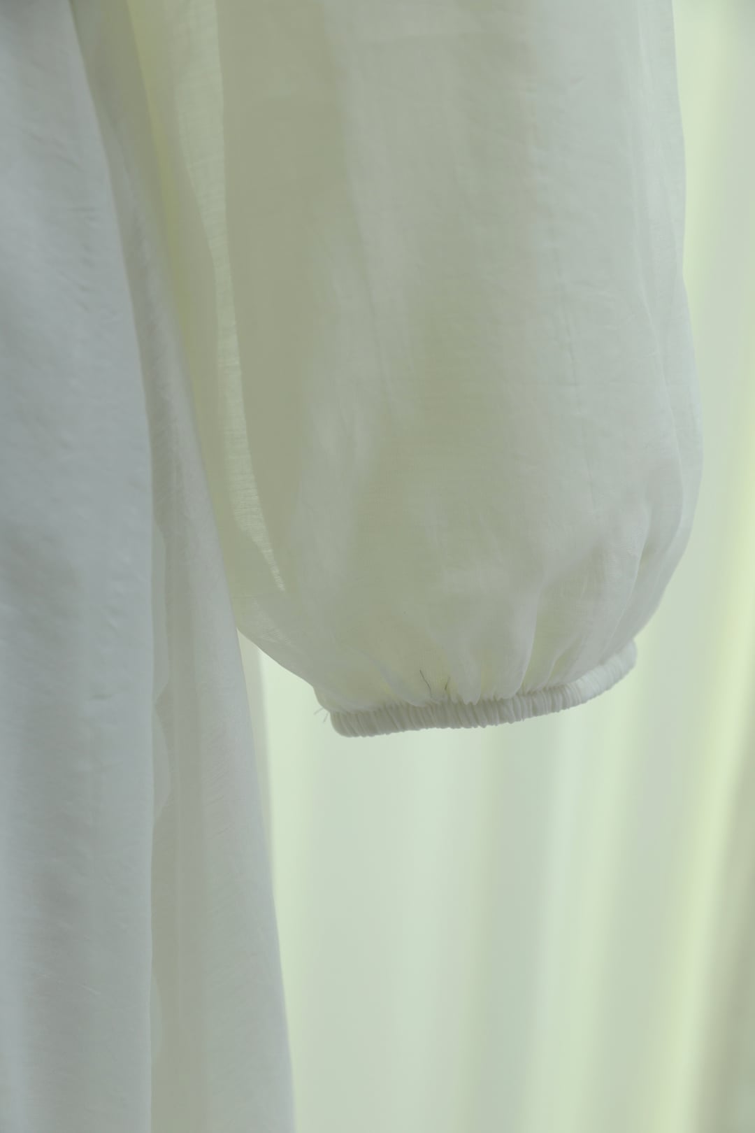Belted Ruffle-Front Balloon Sleeve Lined Chiffon Dress - Ecru - Podyumplus - by Peralane - photo 10