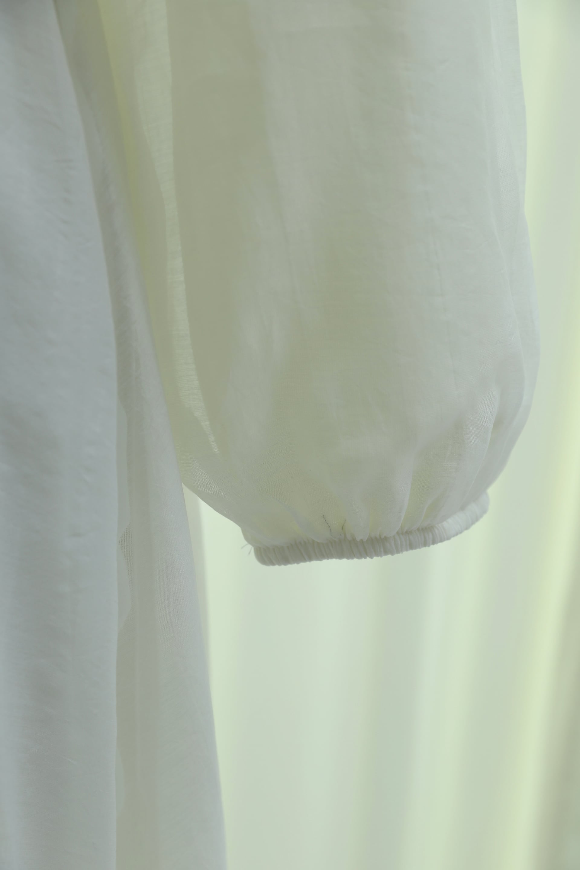 Belted Ruffle-Front Balloon Sleeve Lined Chiffon Dress - Ecru - Podyumplus - by Peralane - photo 10