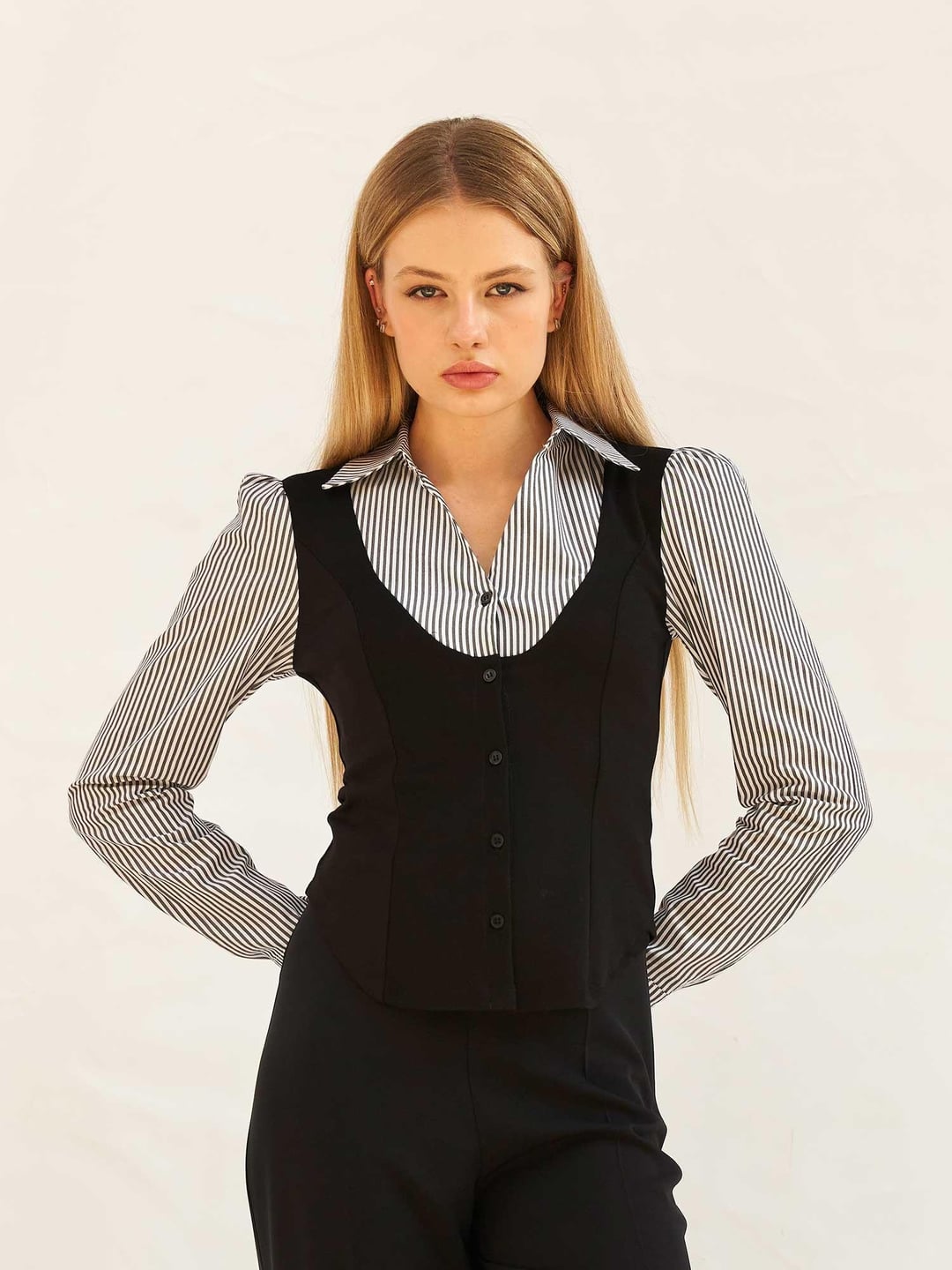 Striped Blouse with Vest Look - Lefon - by Peralane - photo 2