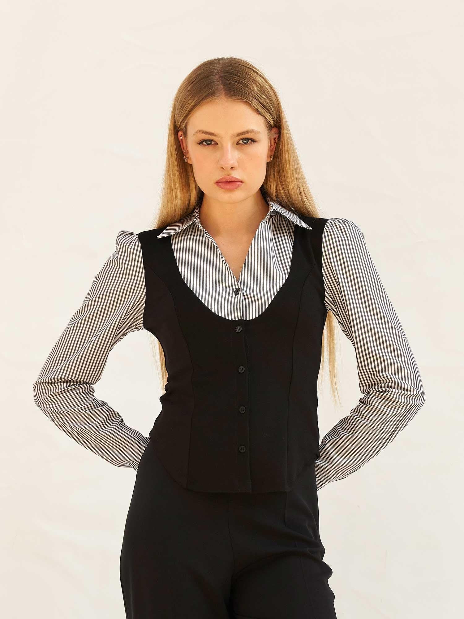 Striped Blouse with Vest Look - Lefon - by Peralane - photo 2