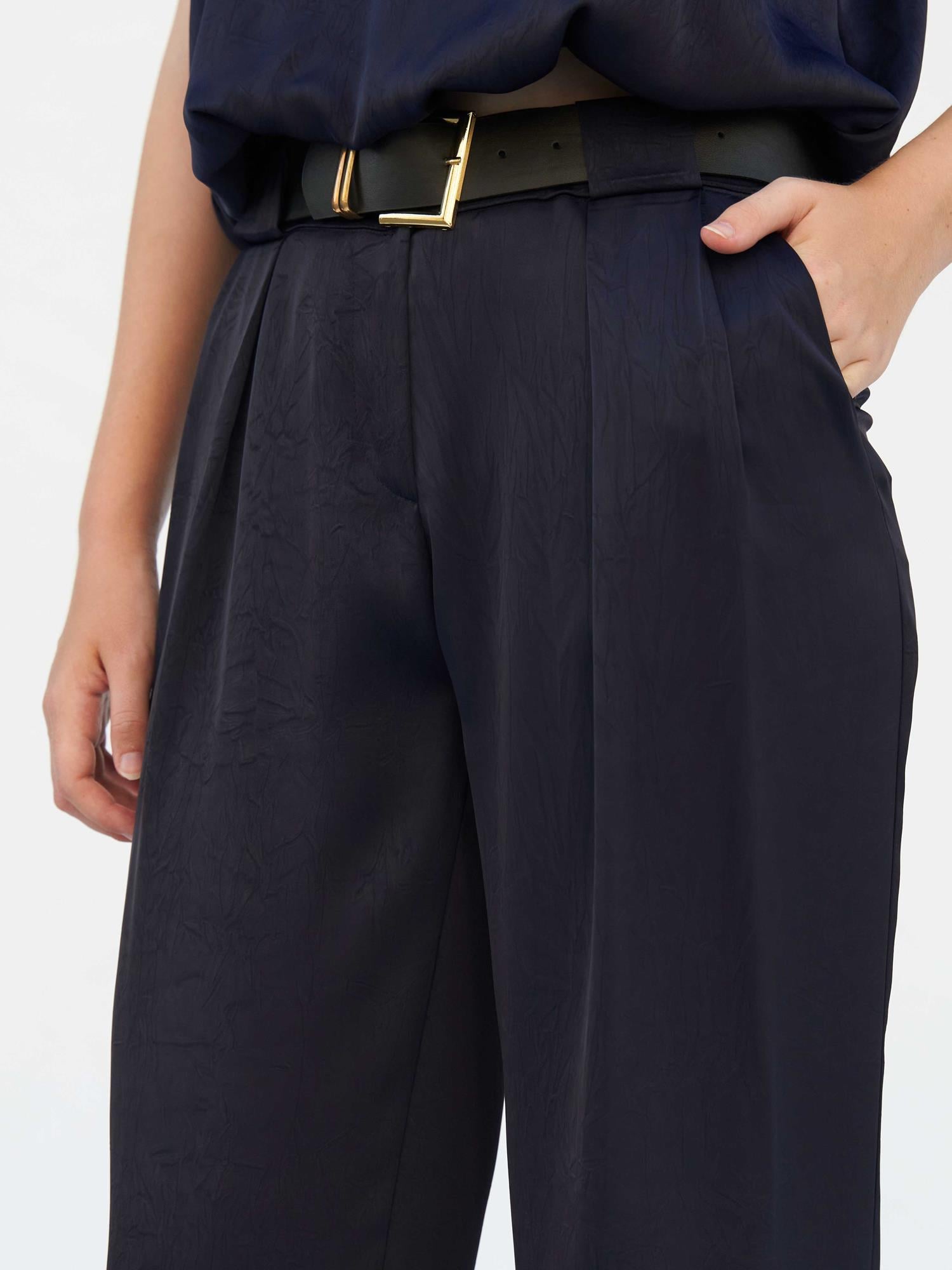 Navy Pleated Wide-Leg Trousers with Belt - Lefon - by Peralane - photo 7