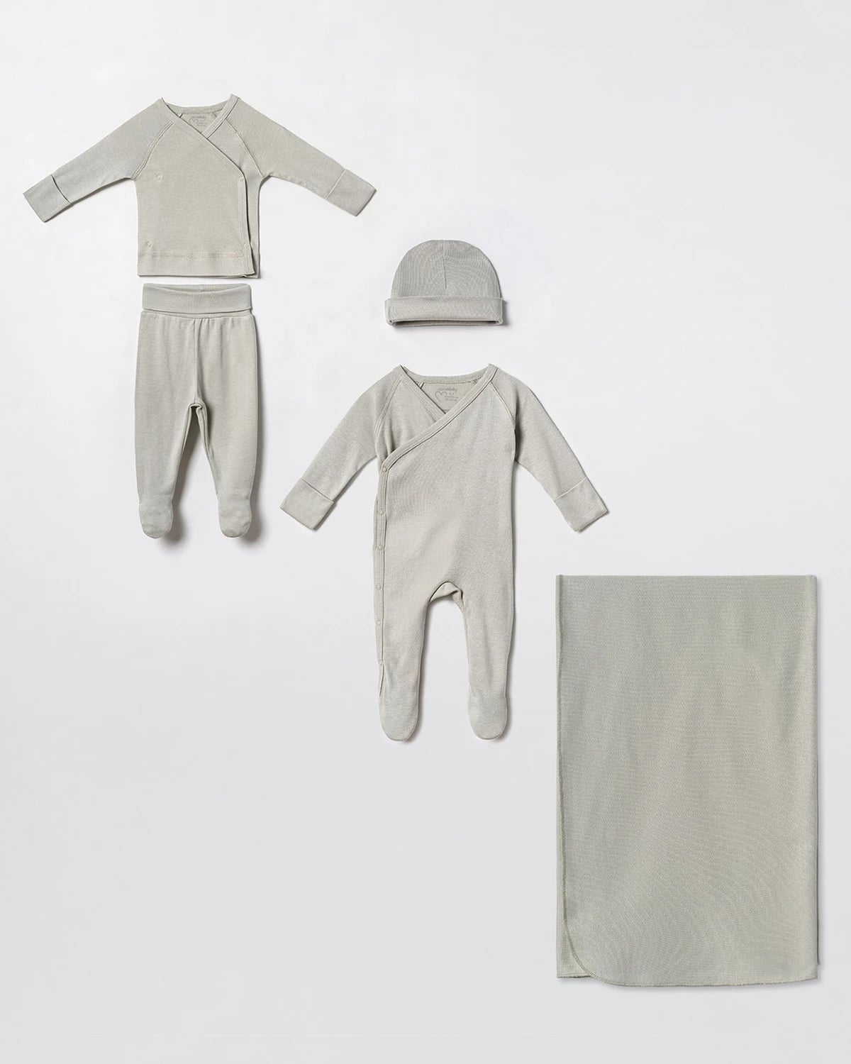 5-Piece Newborn Welcome Set - Wrap Top, Footed Pajamas, Pants, Beanie & Blanket - Ciccimbaby - by Peralane