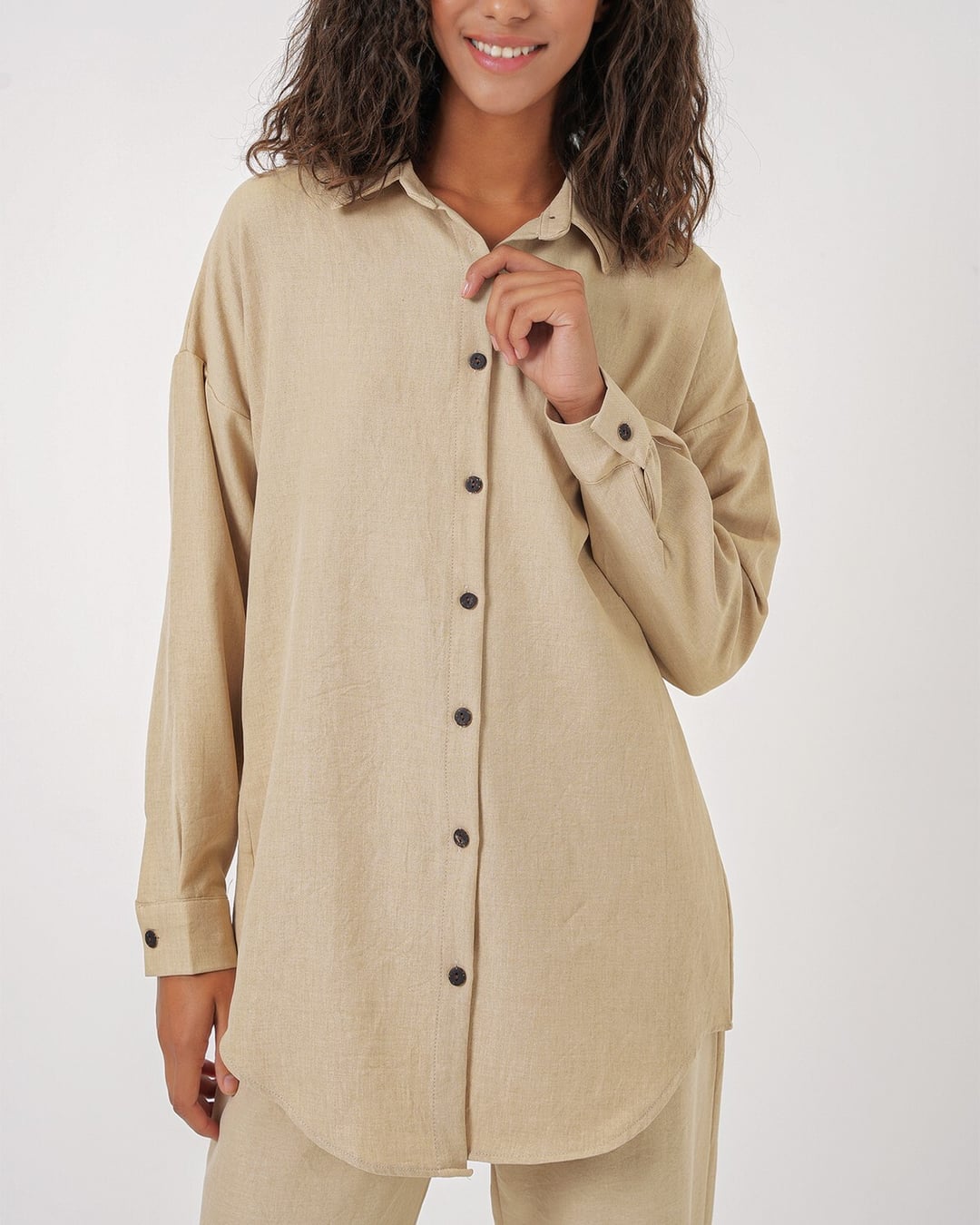Women's Beige Linen Blend Two-Piece Set 6622 - Bigdart - by Peralane - photo 3