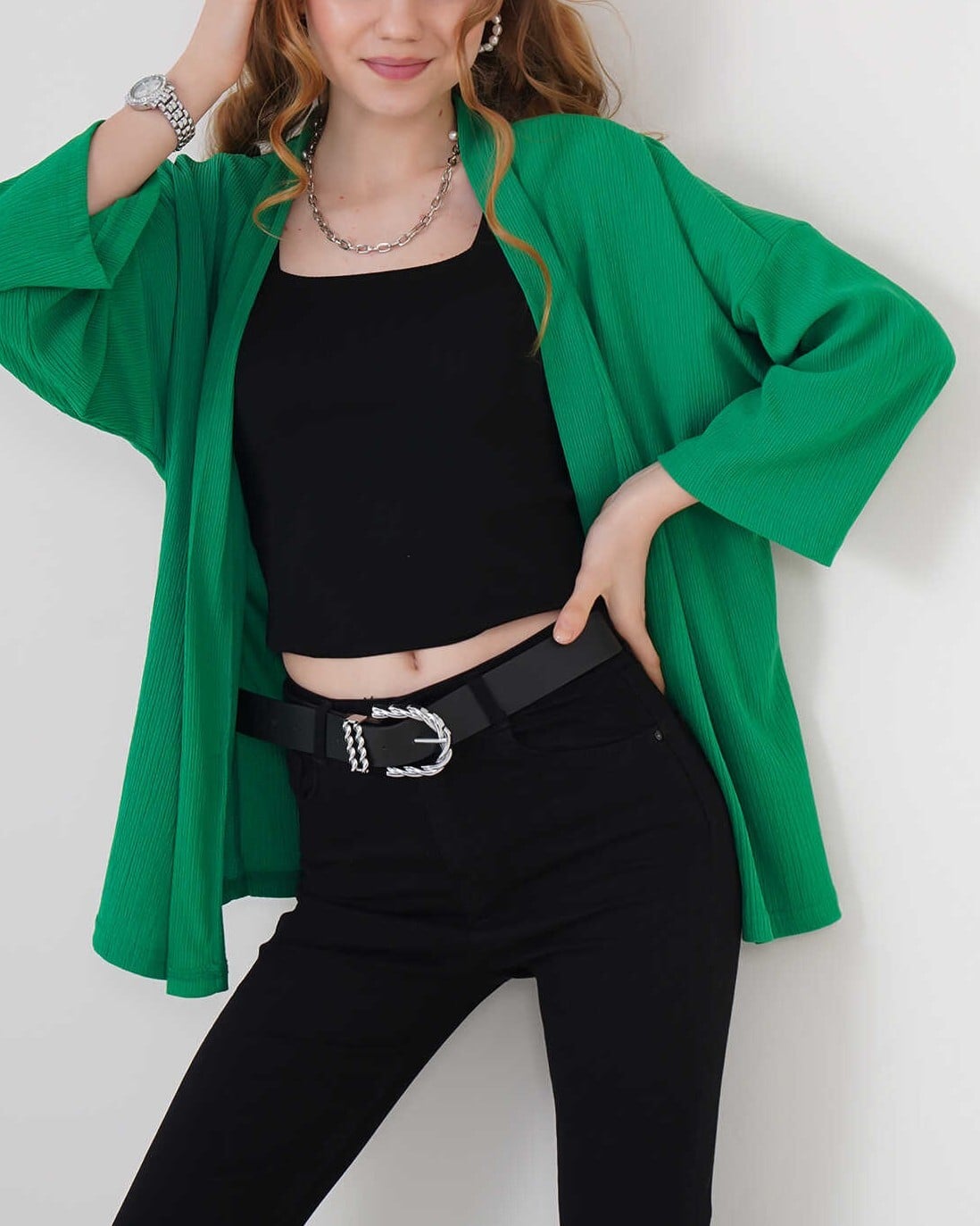 Green Knitted Kimono for Women - Bigdart - by Peralane - photo 3