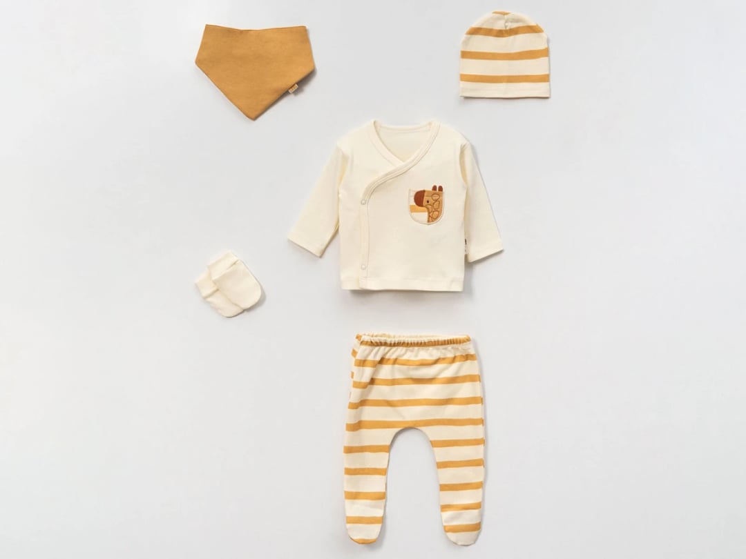 Striped Baby Boy 5-Piece Hospital Exit Set – Orange - Vovido - by Peralane