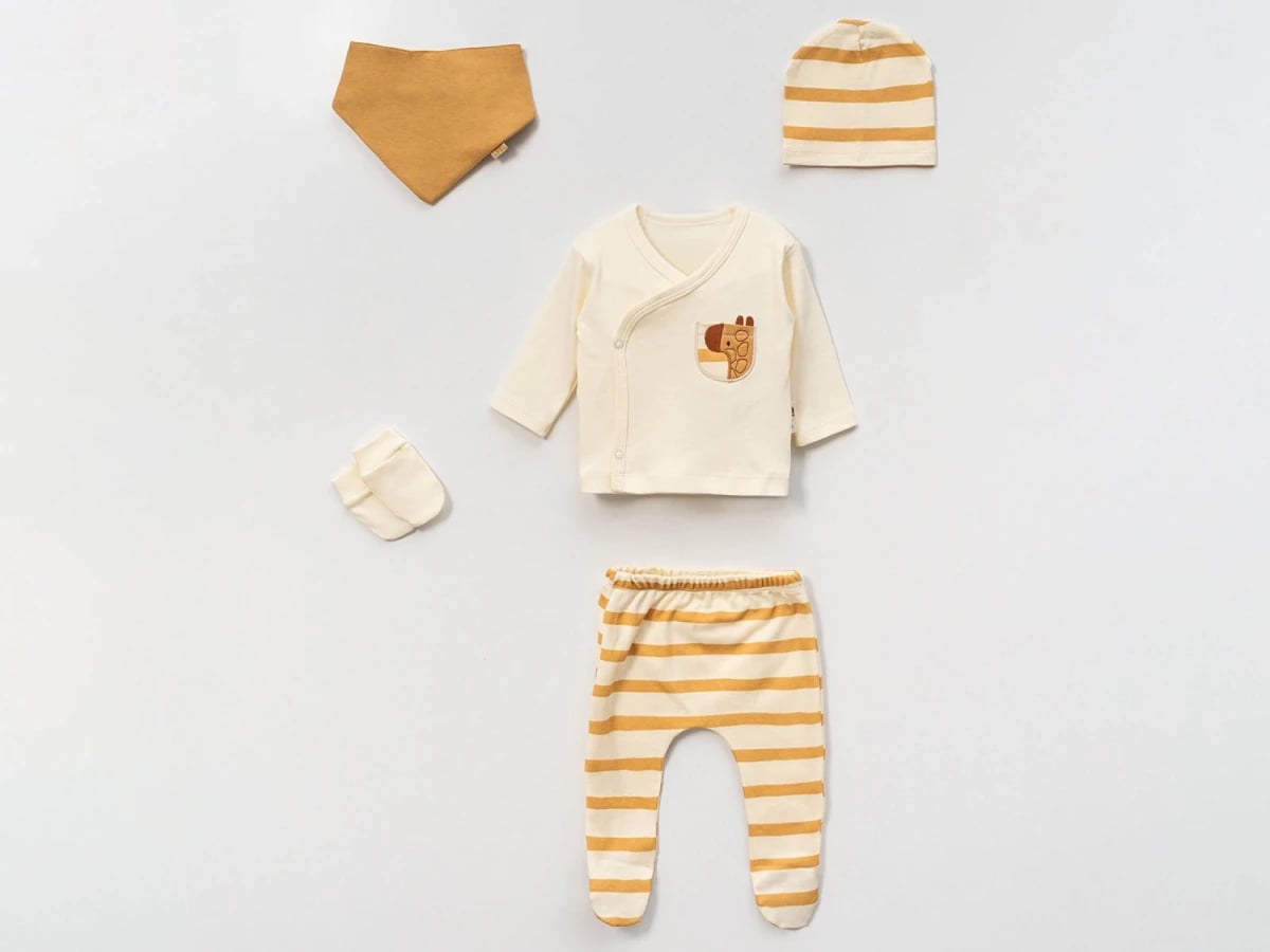 Striped Baby Boy 5-Piece Hospital Exit Set – Orange - Vovido - by Peralane