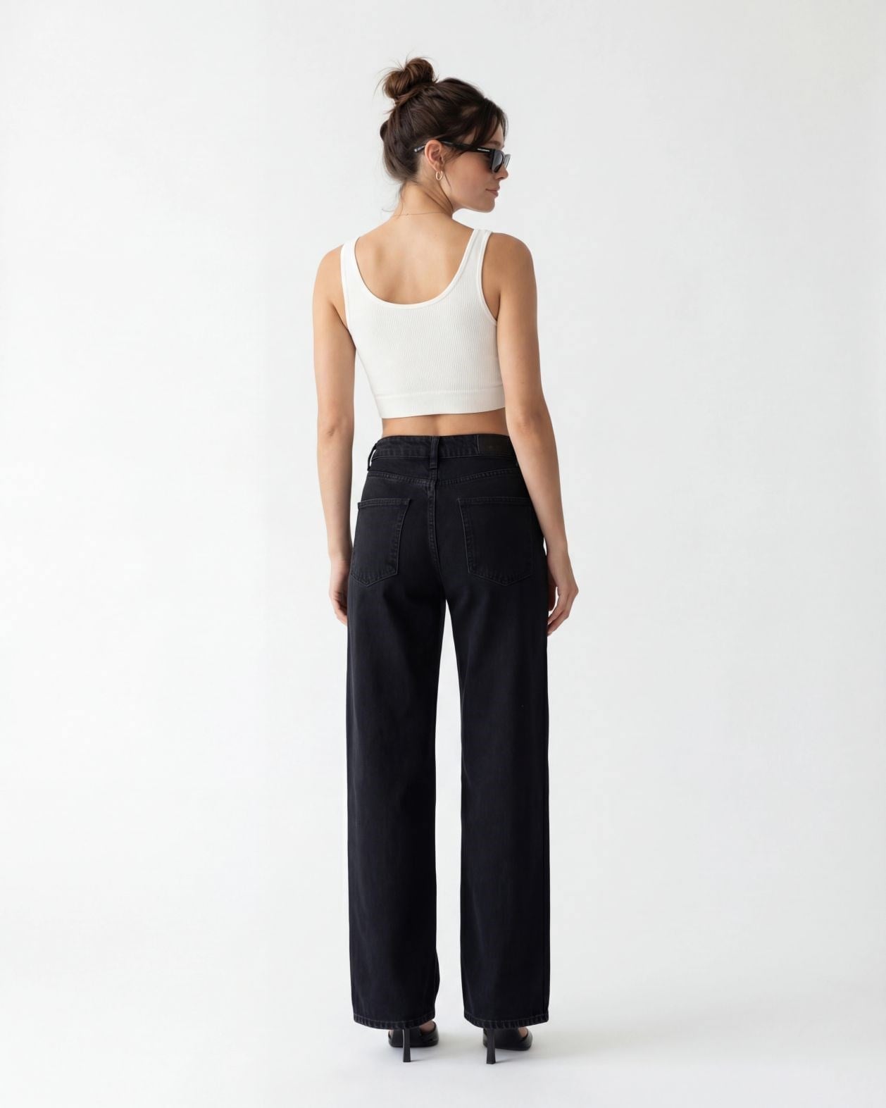Black Cotton Denim Jeans - Fame - by Peralane - photo 4