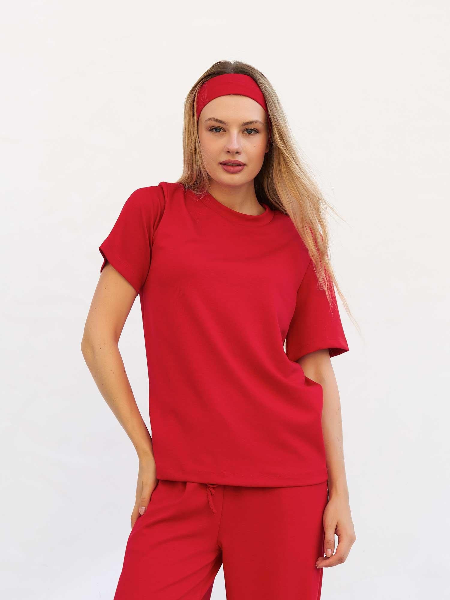 Red Oversize Crew Neck T-Shirt - Lefon - by Peralane - photo 4
