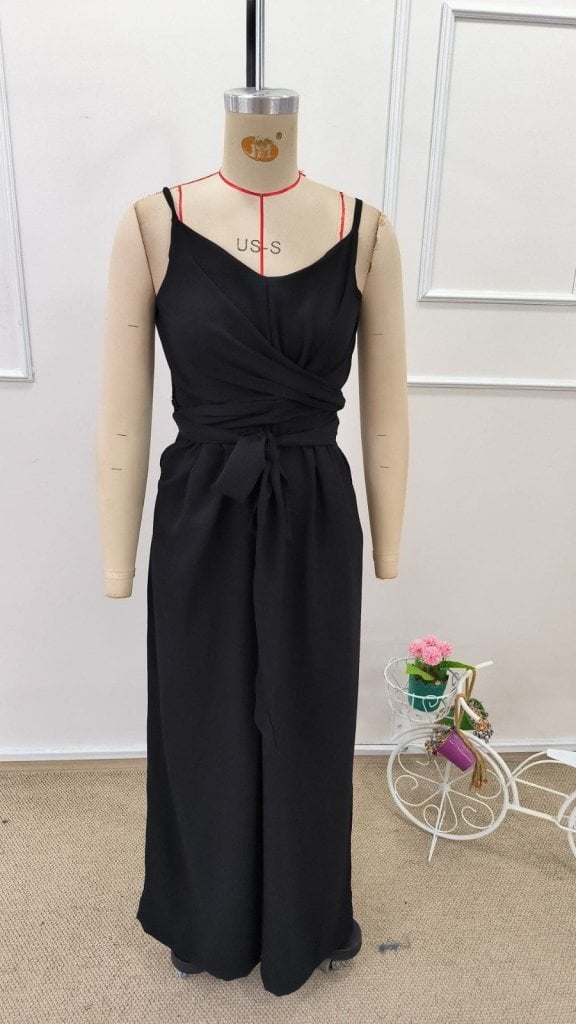 Women's Sleeveless V-Neck Wrap Jumpsuit with Tie Waist - Janes - by Peralane - photo 6