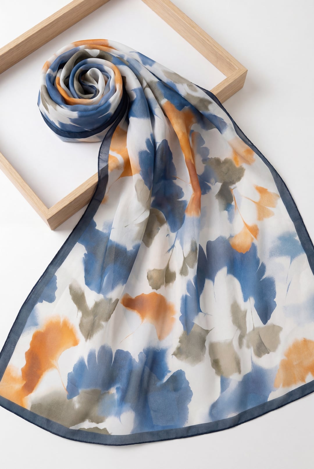 Abstract Floral Voile Scarf - Petrol - Podyumplus - by Peralane