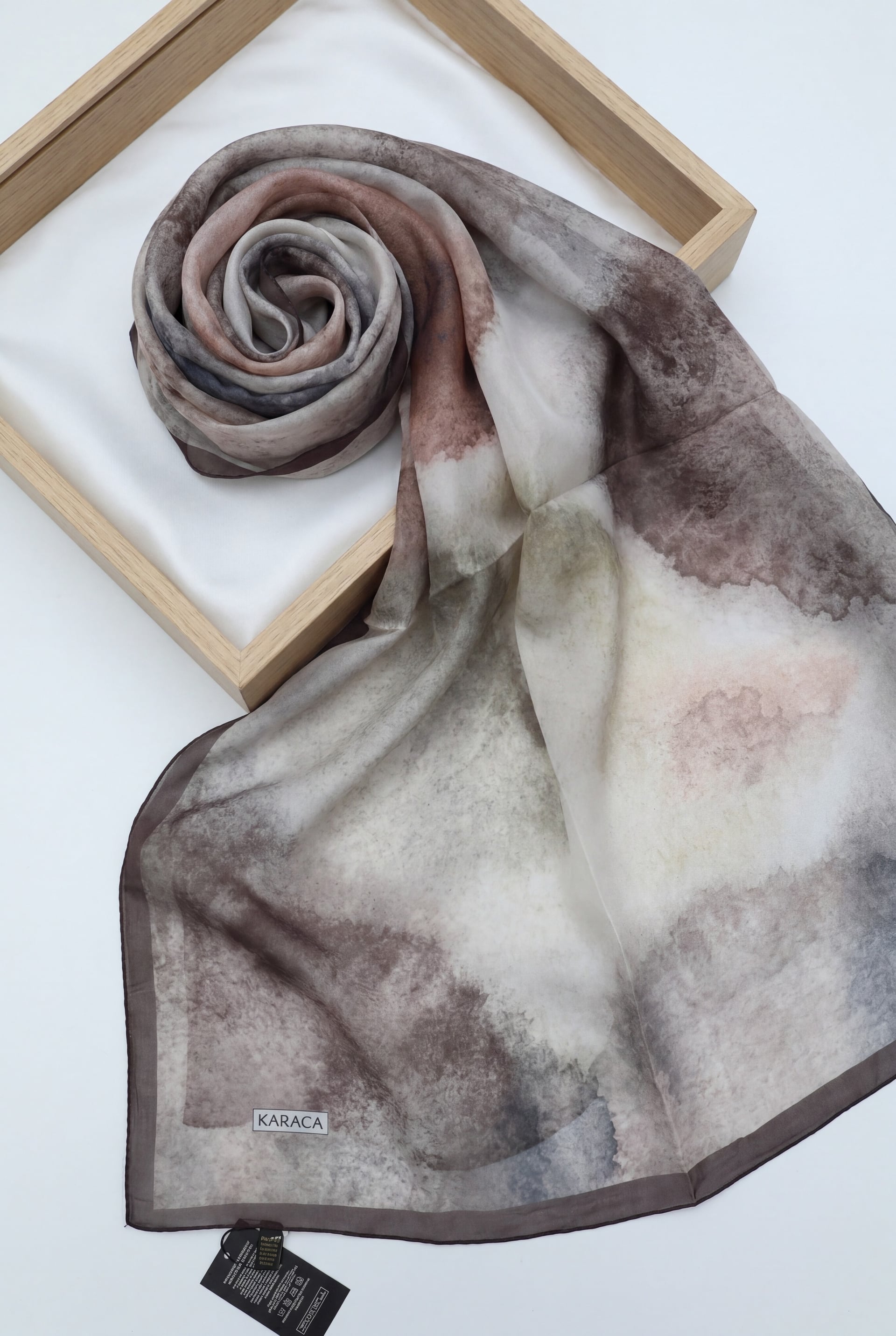 Marble Print Voile Scarf - Dark Plum - Podyumplus - by Peralane