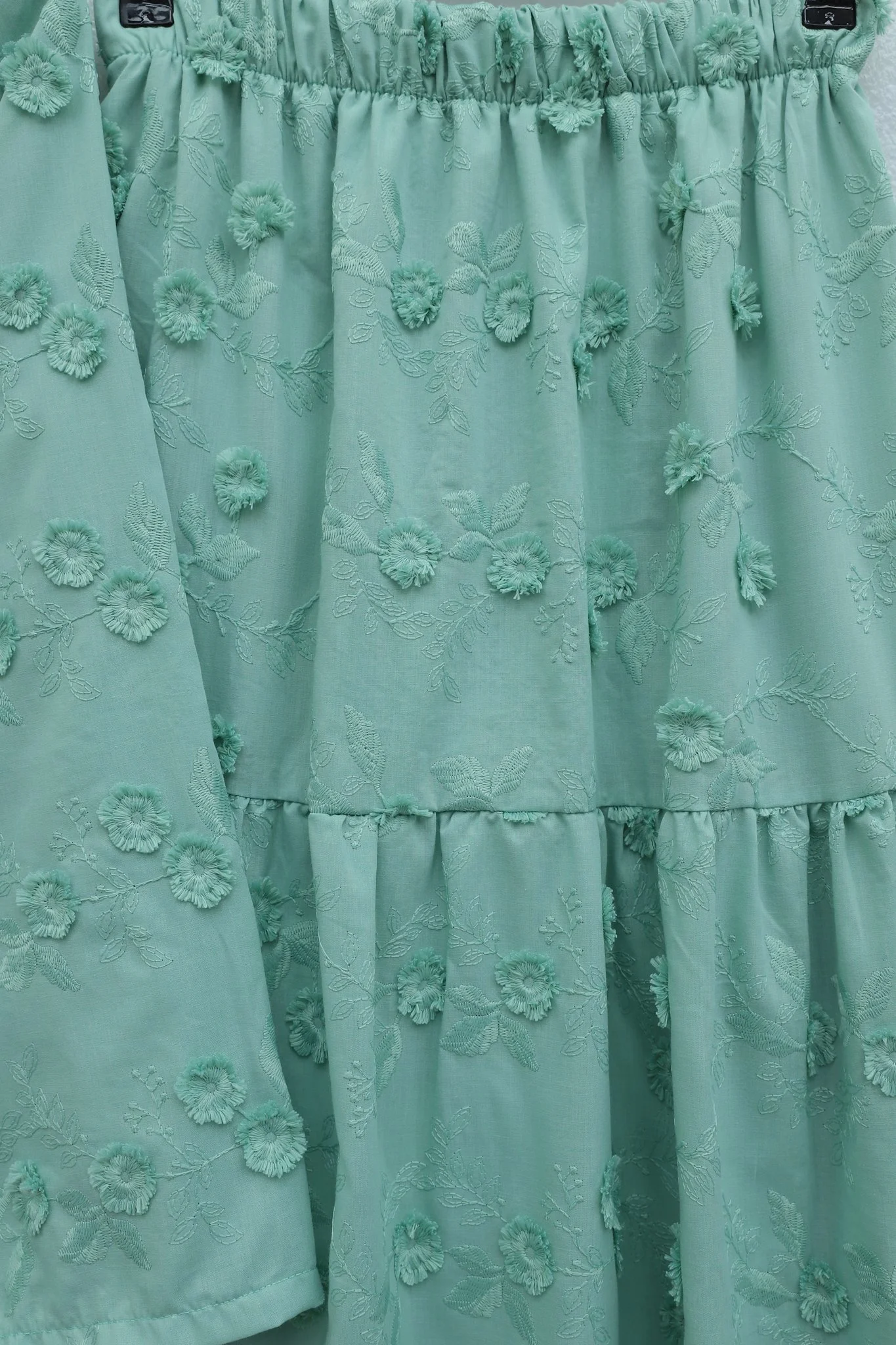 Tie-Front Embroidered Floral Kimono Set with Lined Skirt - Mint Green - Podyumplus - by Peralane - photo 4