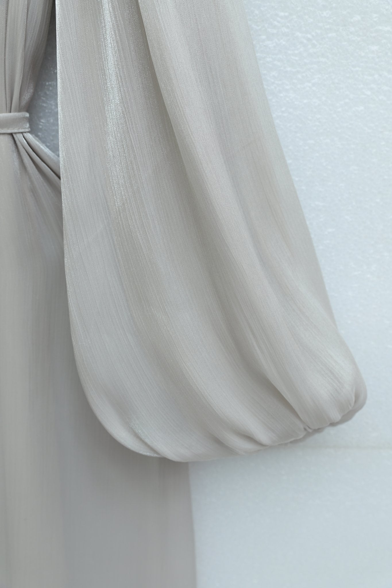 Belted Long-Sleeve Shimmer Formal Dress in Stone Colour - Podyumplus - by Peralane - photo 4