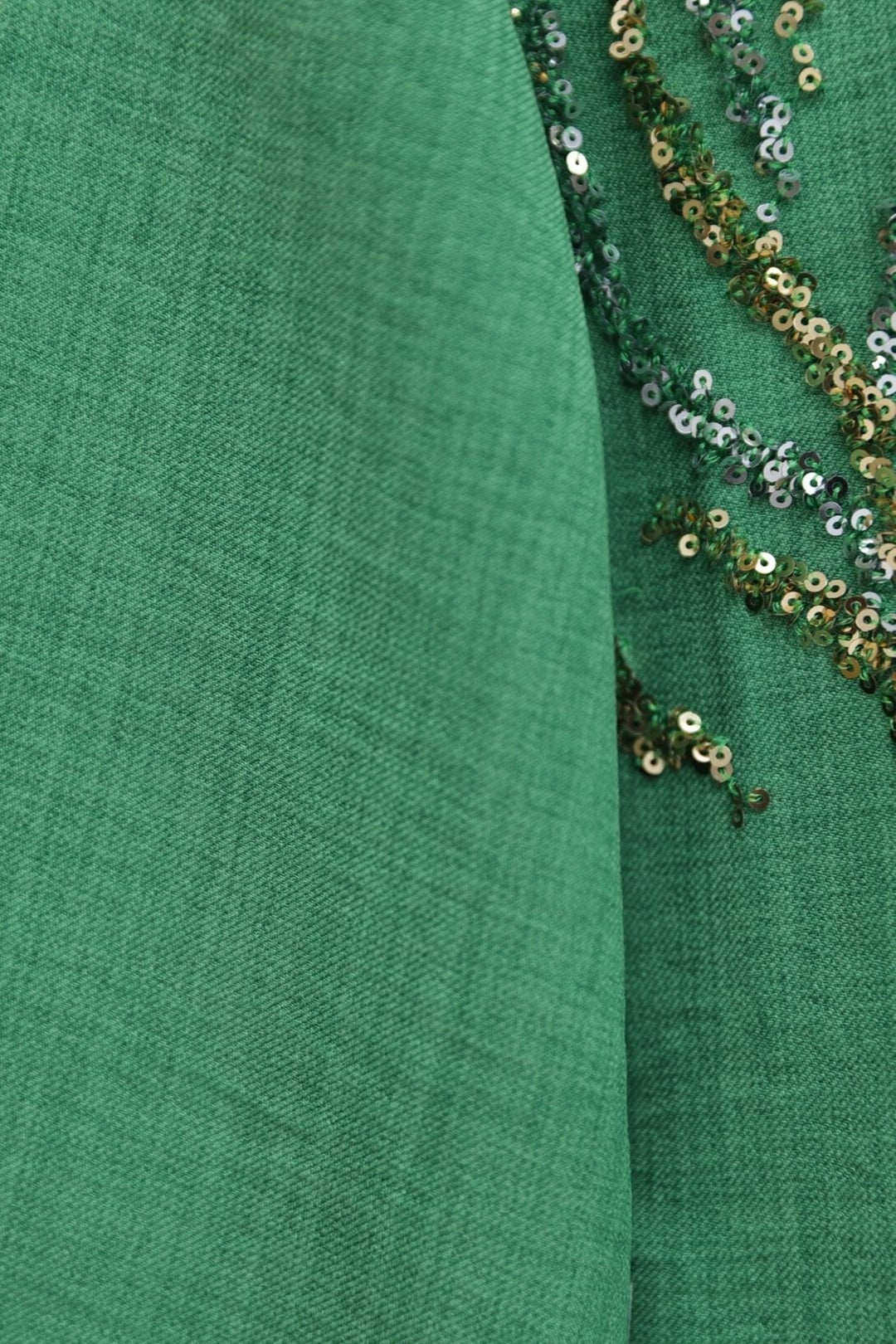 Paillette Sequin Front Button-Down Long Blouse - Forest Green - Podyumplus - by Peralane - photo 6