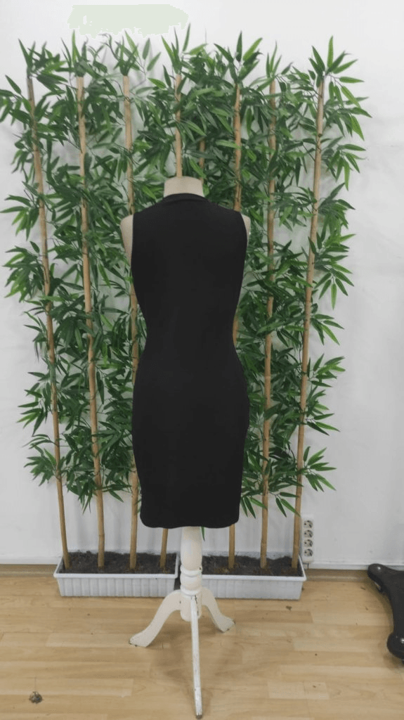 Women's Sleeveless Black Midi Dress with High Neckline - Janes - by Peralane - photo 8